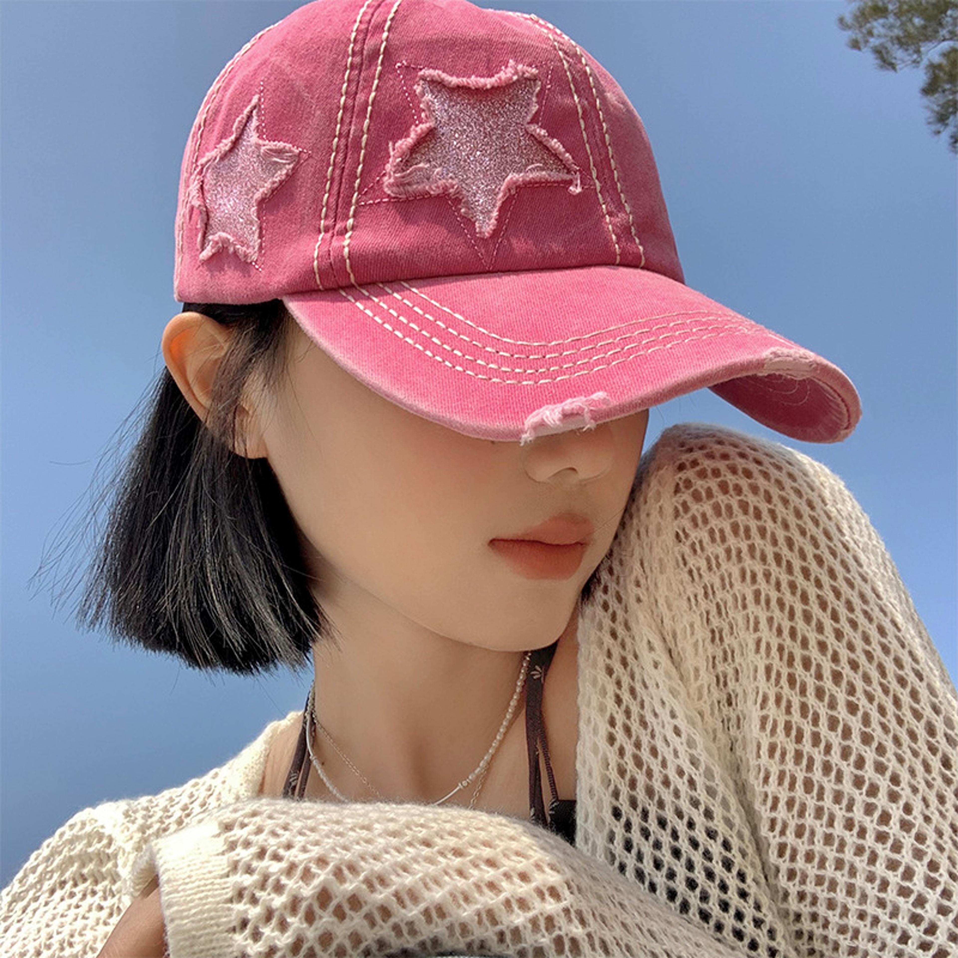 vintage women's baseball cap with wide brim adjustable duckbill sun hat