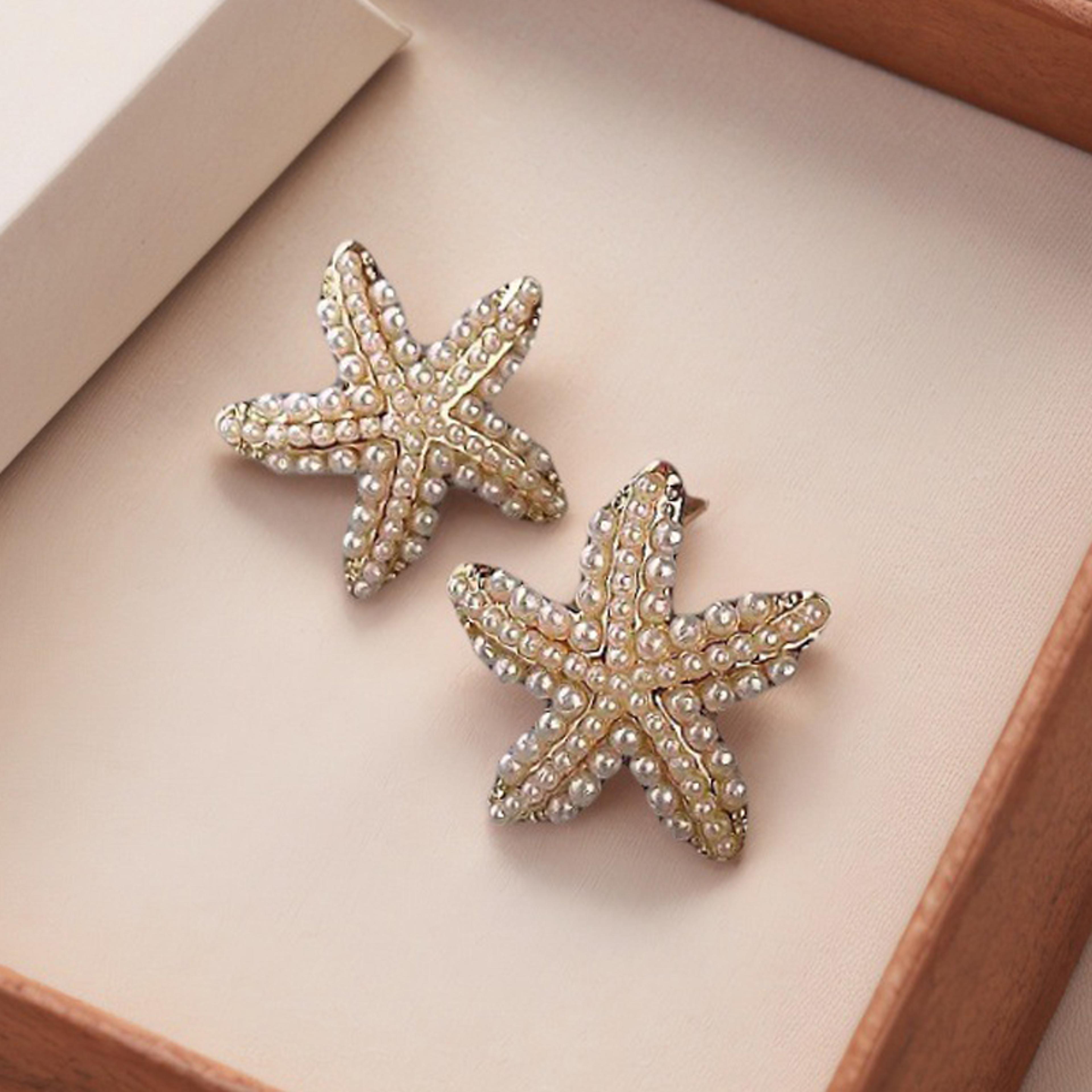 elegant starfish stud earrings gold beach jewelry for women