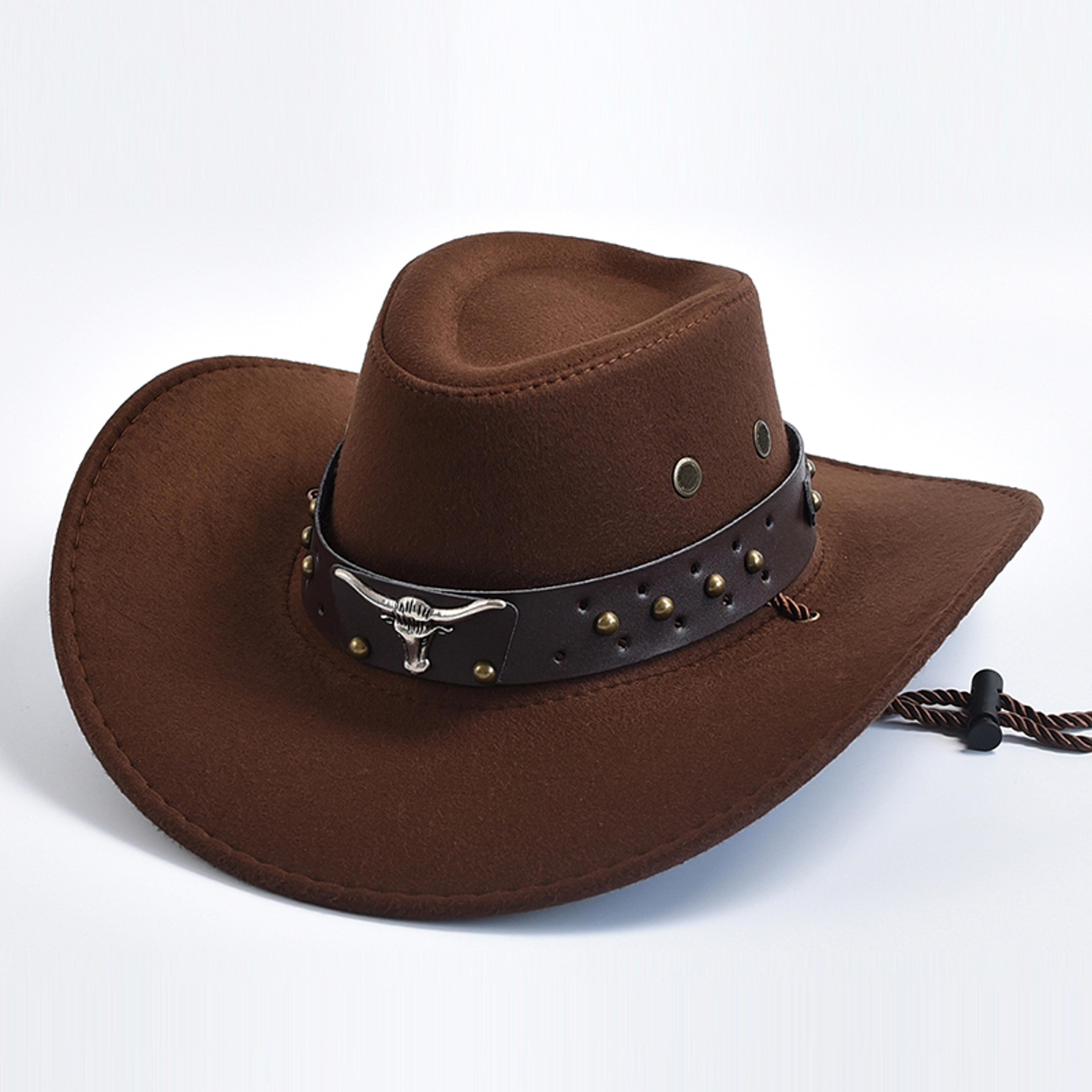 vintage western cowboy hat in faux suede for men & women wide brim cowgirl costume hat