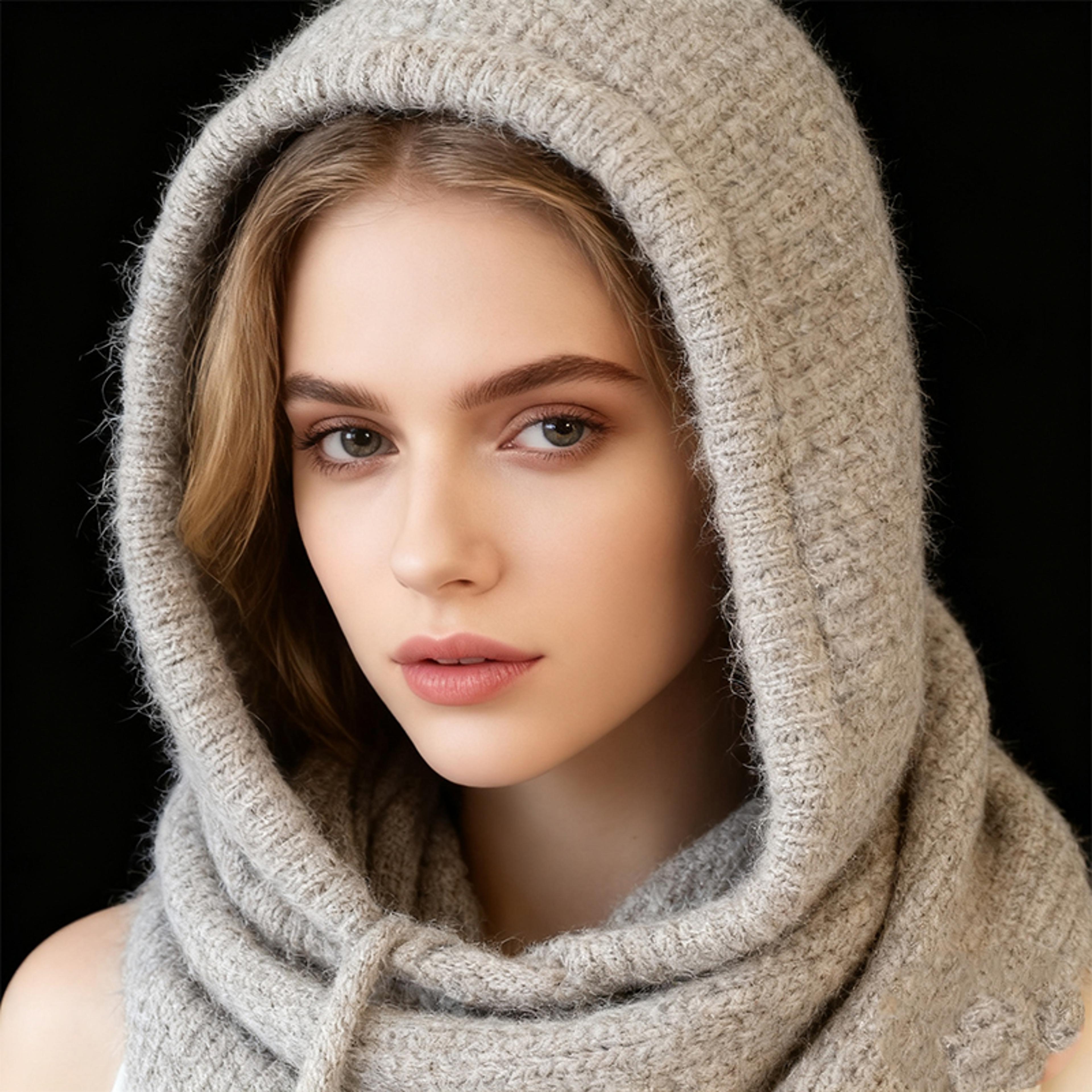 cozy plush winter balaclava hooded scarf knitted beanie for women outdoor ski hat