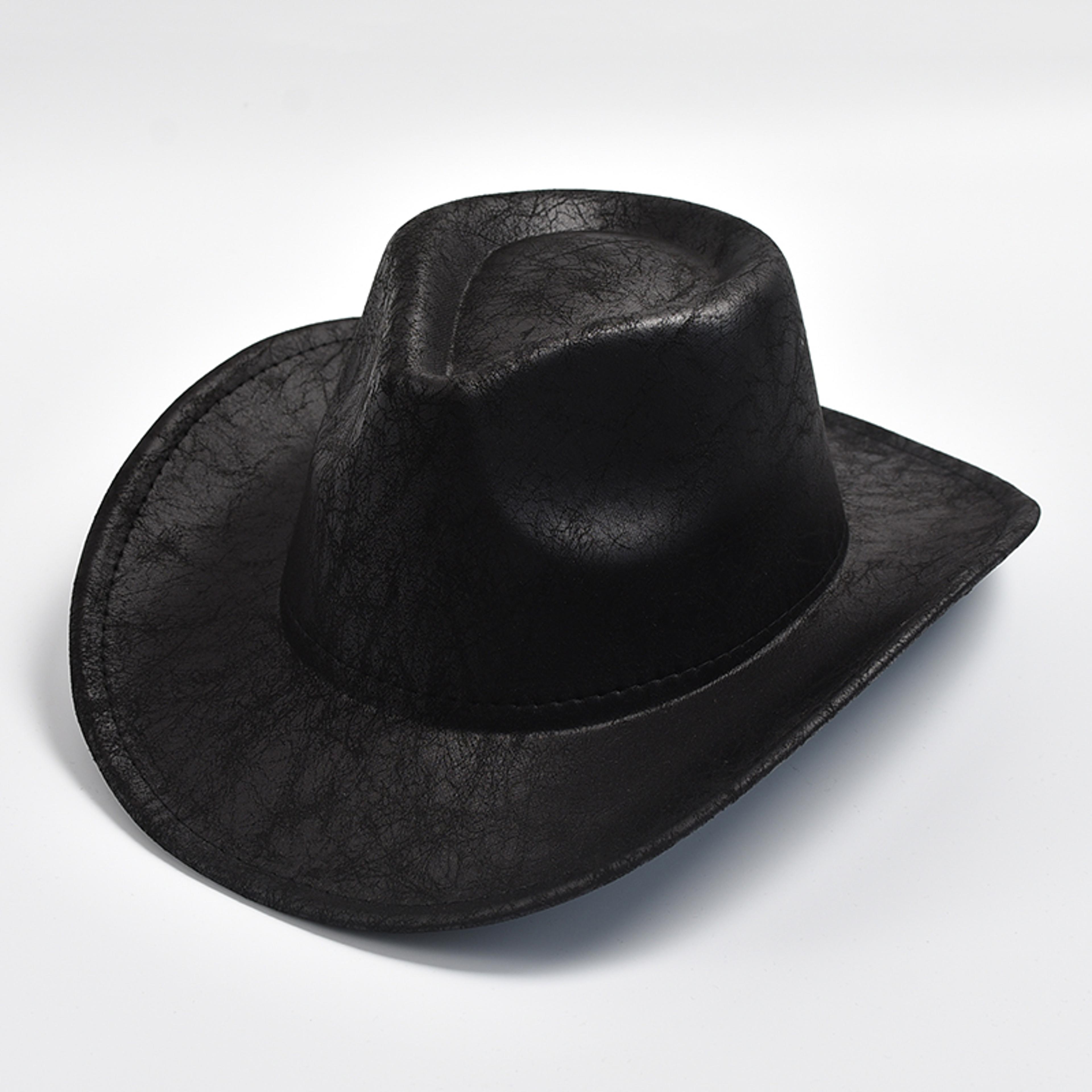 vintage faux leather cowboy hat for men & women classic western hat for cowboy & cowgirl style