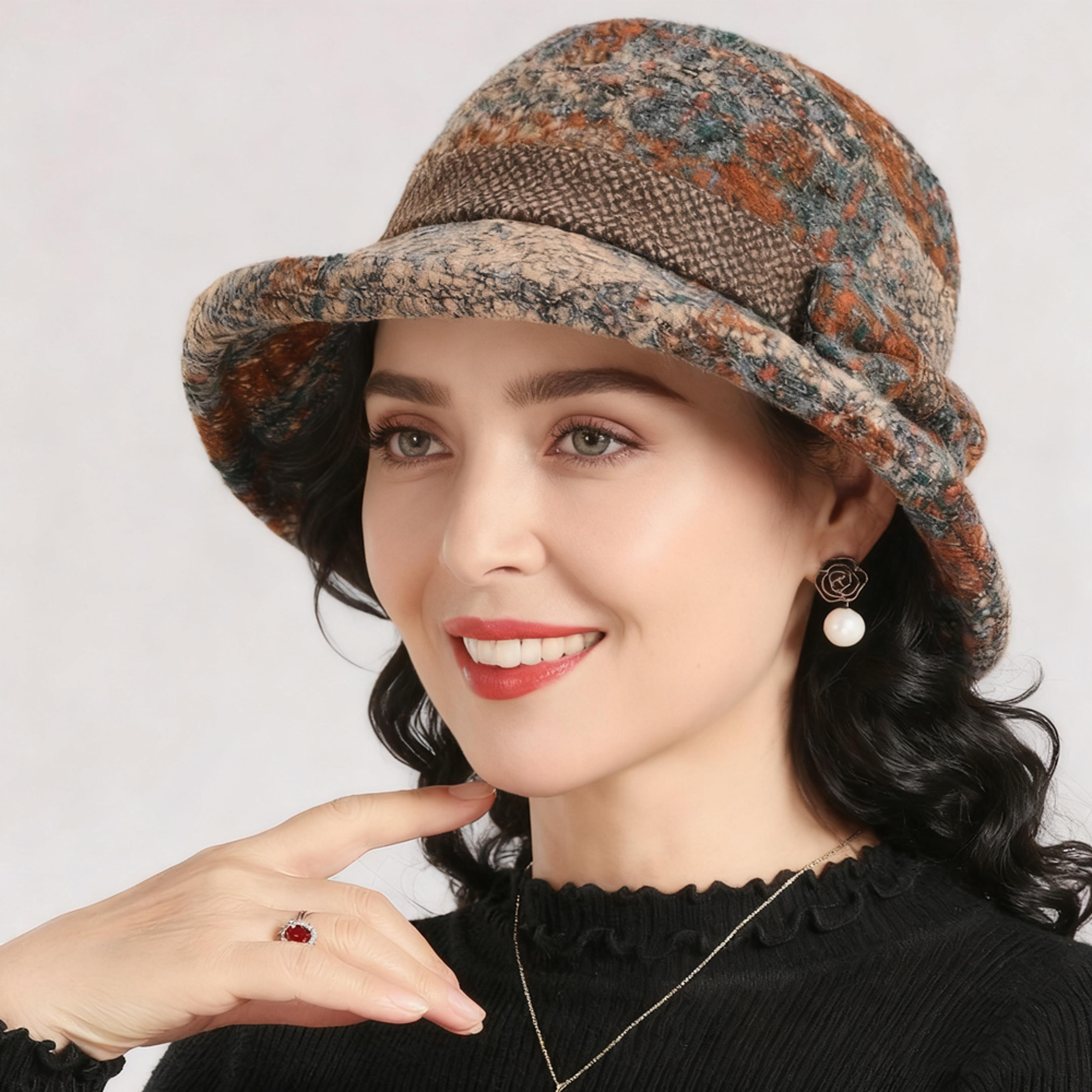 elegant wool bucket hat for women with bow warm winter fisherman cap