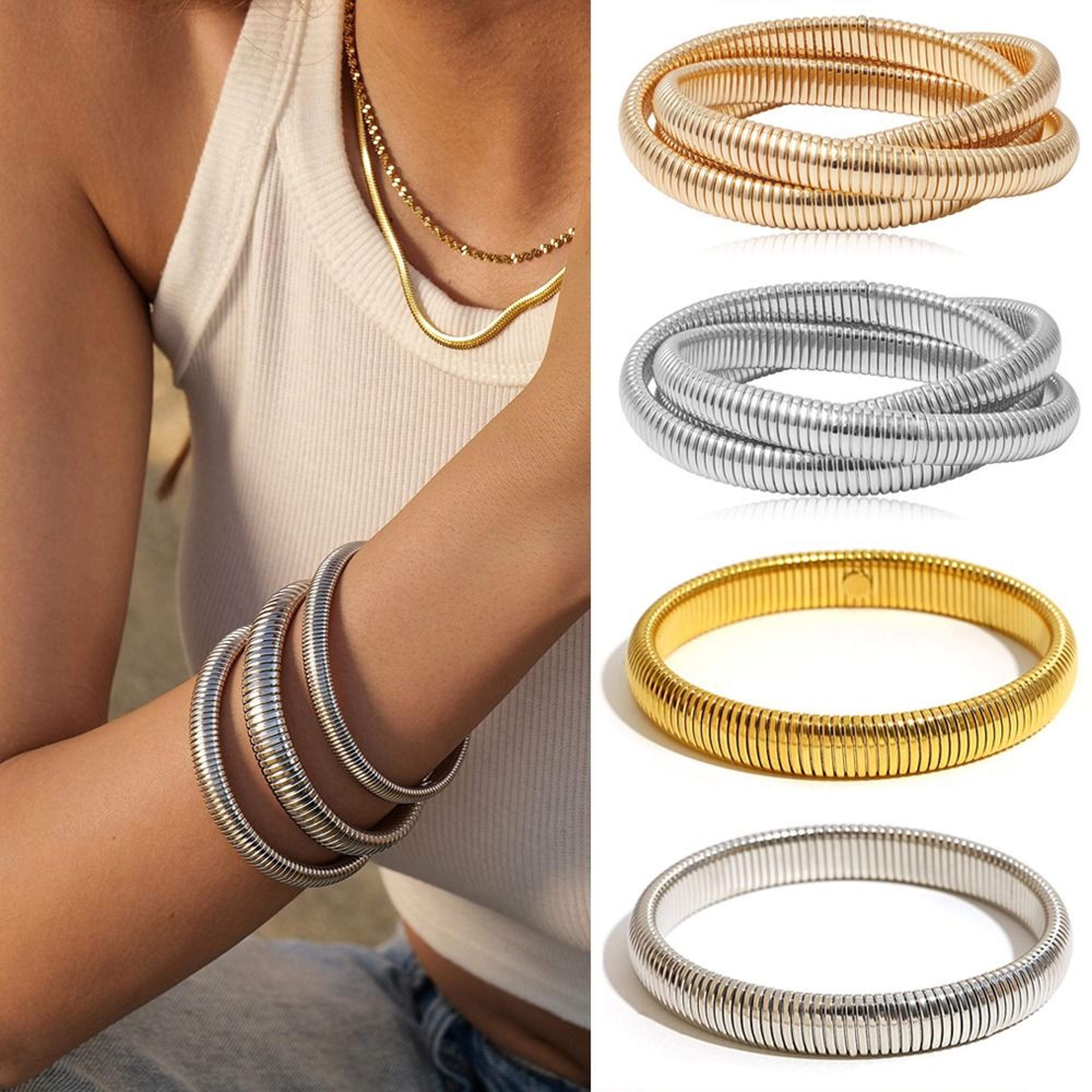vintage stainless steel bracelet for women waterproof spiral bracelet punk bangle