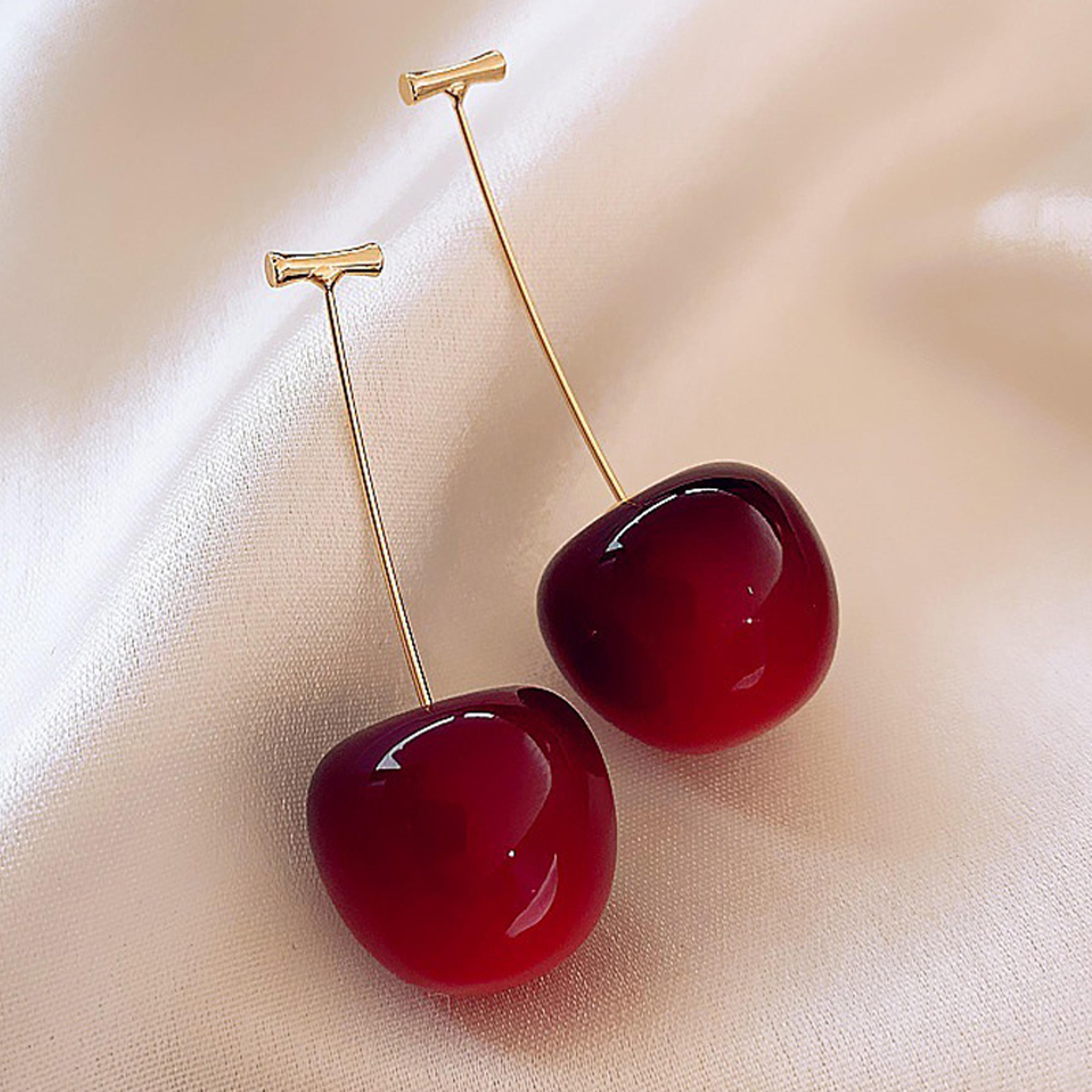 sweet cherry earrings korean dangle earrings for women cute fruit drop jewelry gift