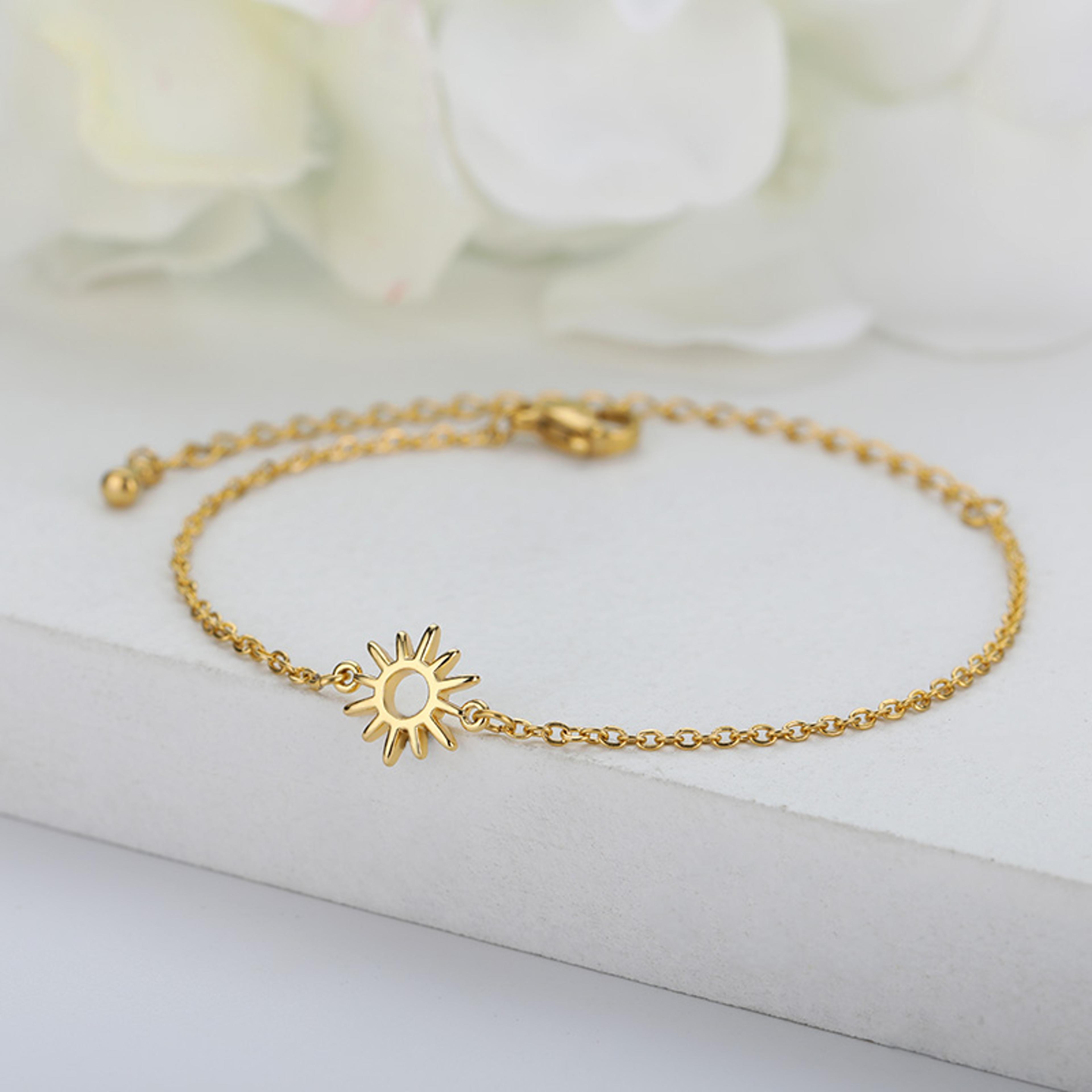 vintage sunflower bracelet & boho anklet stainless steel chain for women & men
