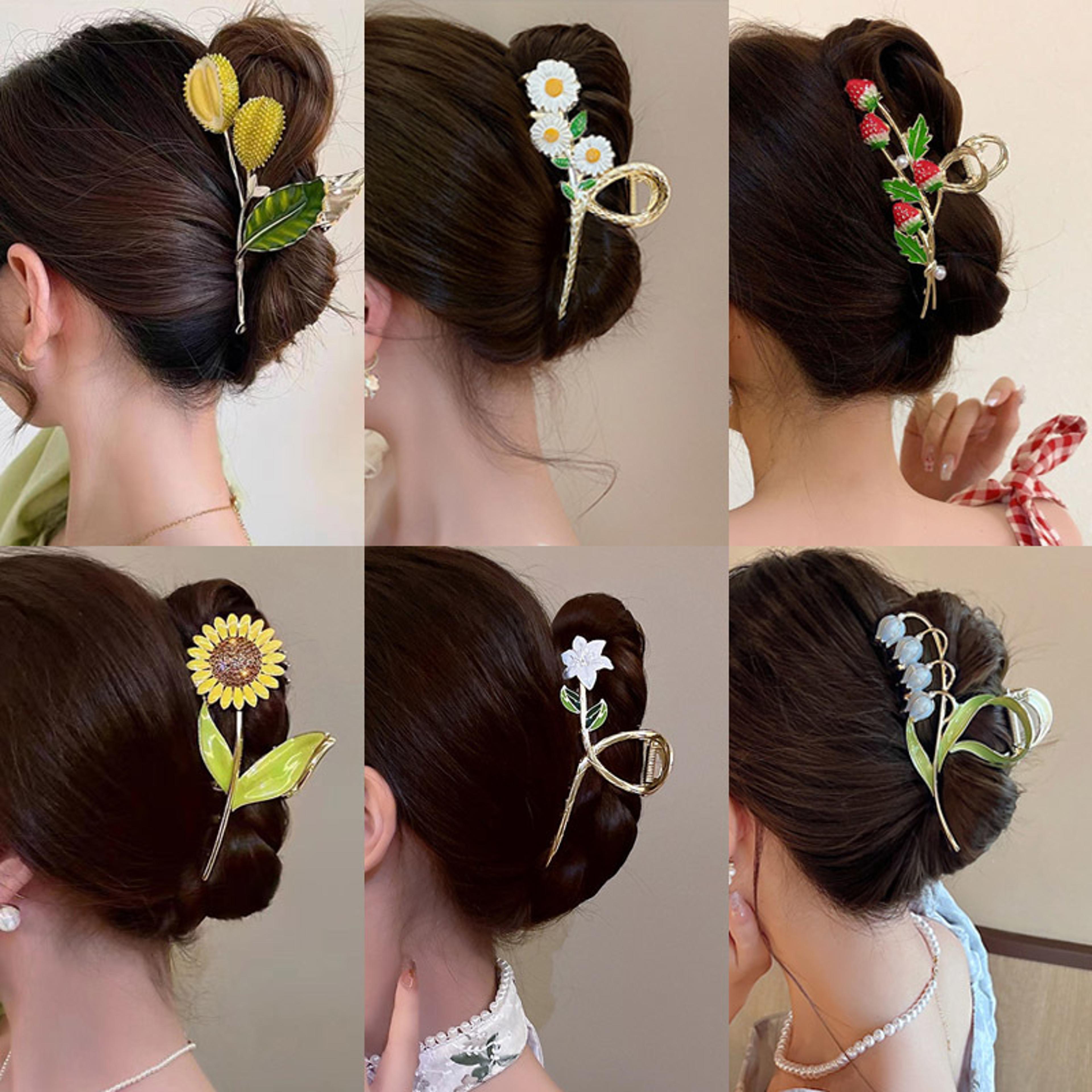 sweet bloom flower hair claw clip for women cute shark hair clip ponytail hair accessory