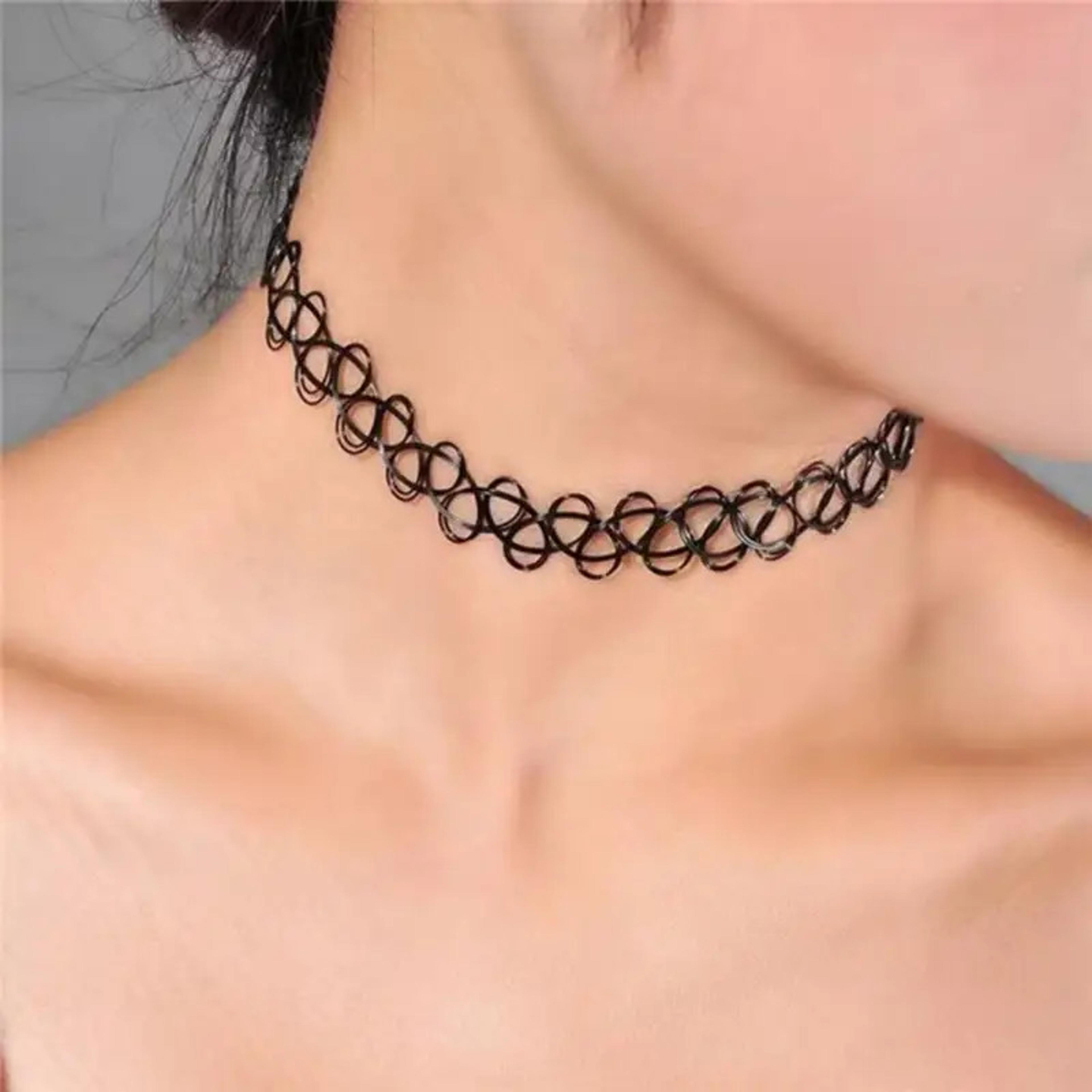 vintage gothic choker elastic braided black choker necklace for punk & alternative style