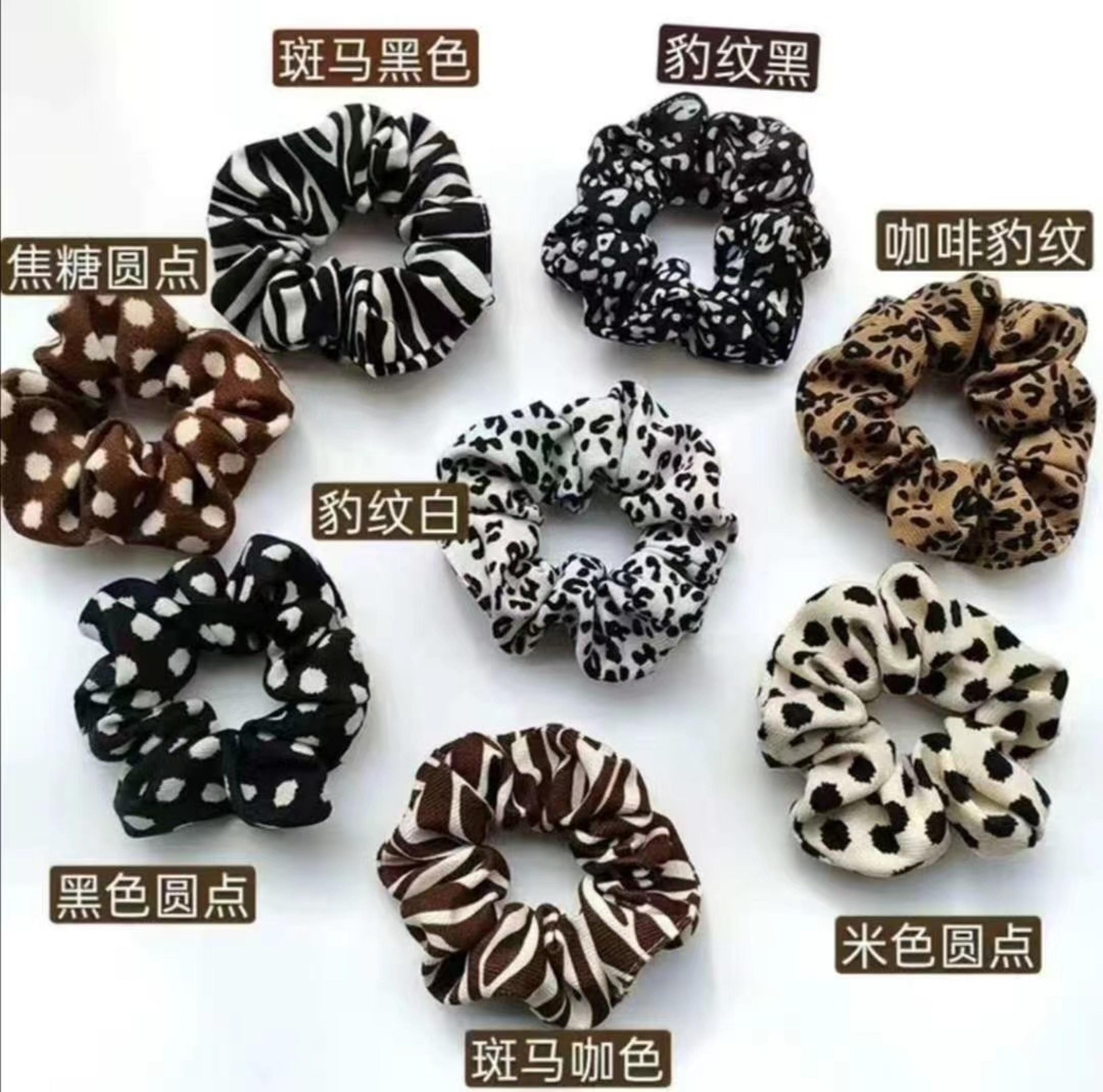retro leopard hair ties thick fabric ponytail hair bands set for women