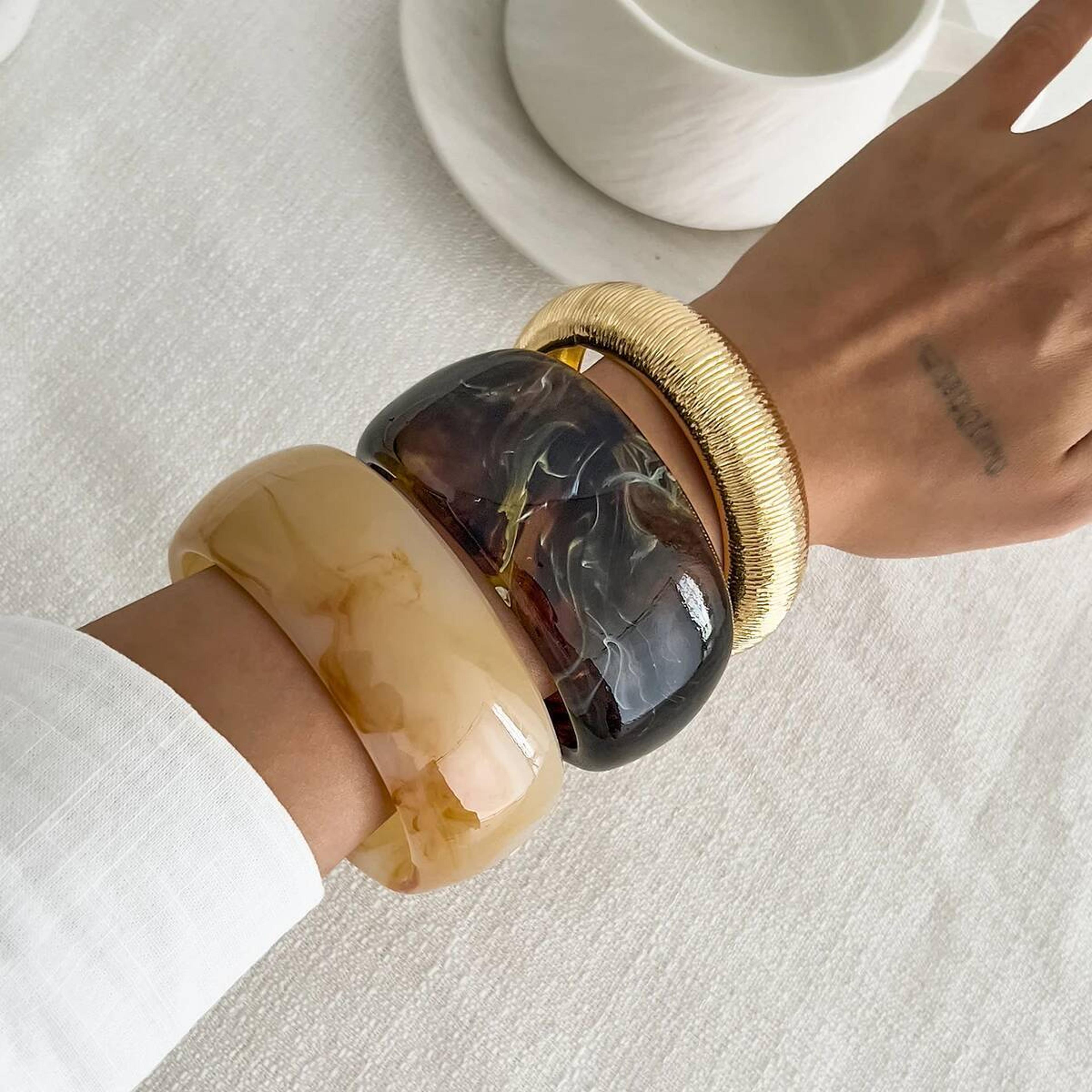 vintage resin bangle bracelet geometric wide cuff for women stylish chunky acrylic jewelry