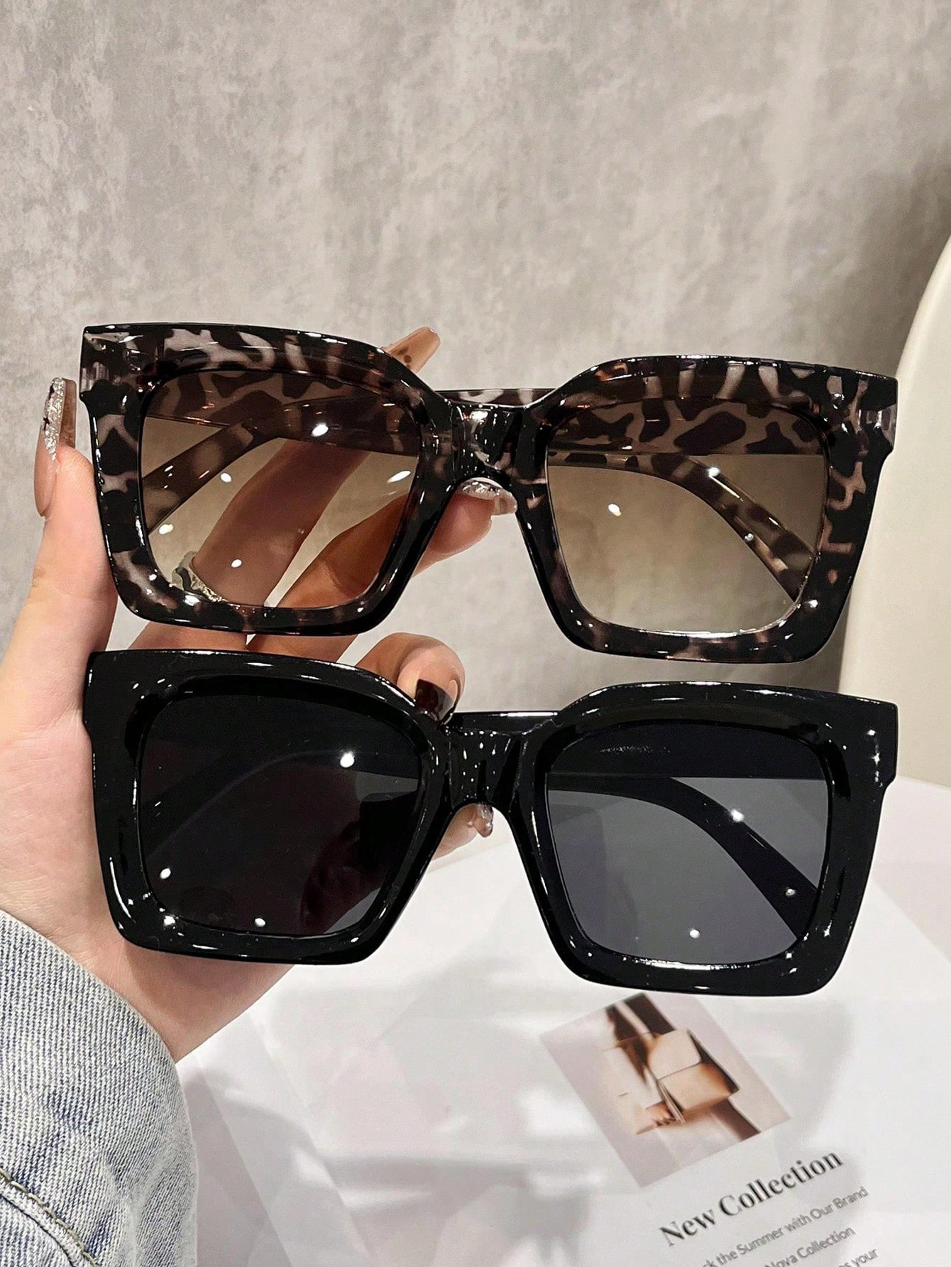 retro square frame glasses for men & women large frame unisex eyeglasses with rivet arms