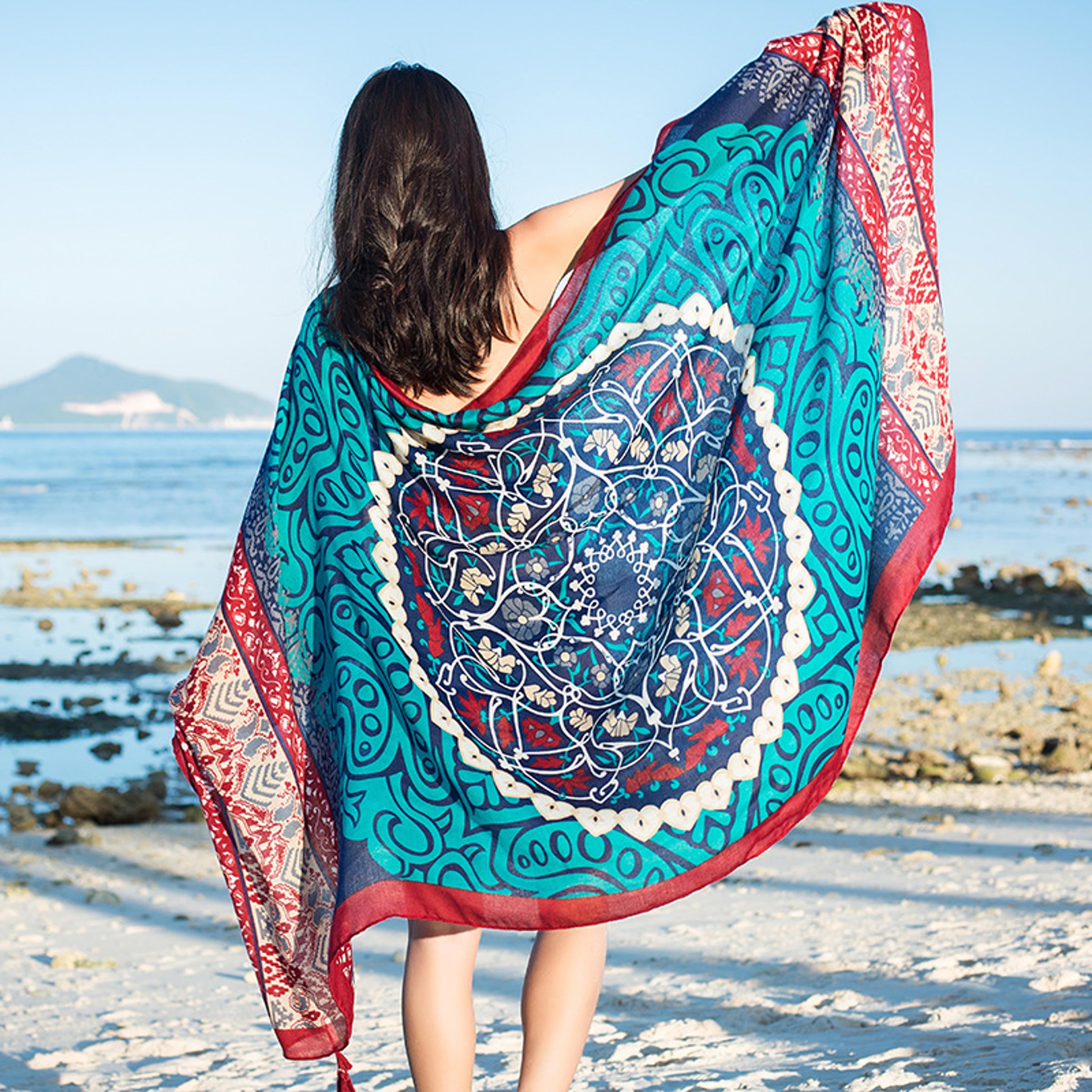 women's beach scarf cotton linen shawl summer wrap beach cover up