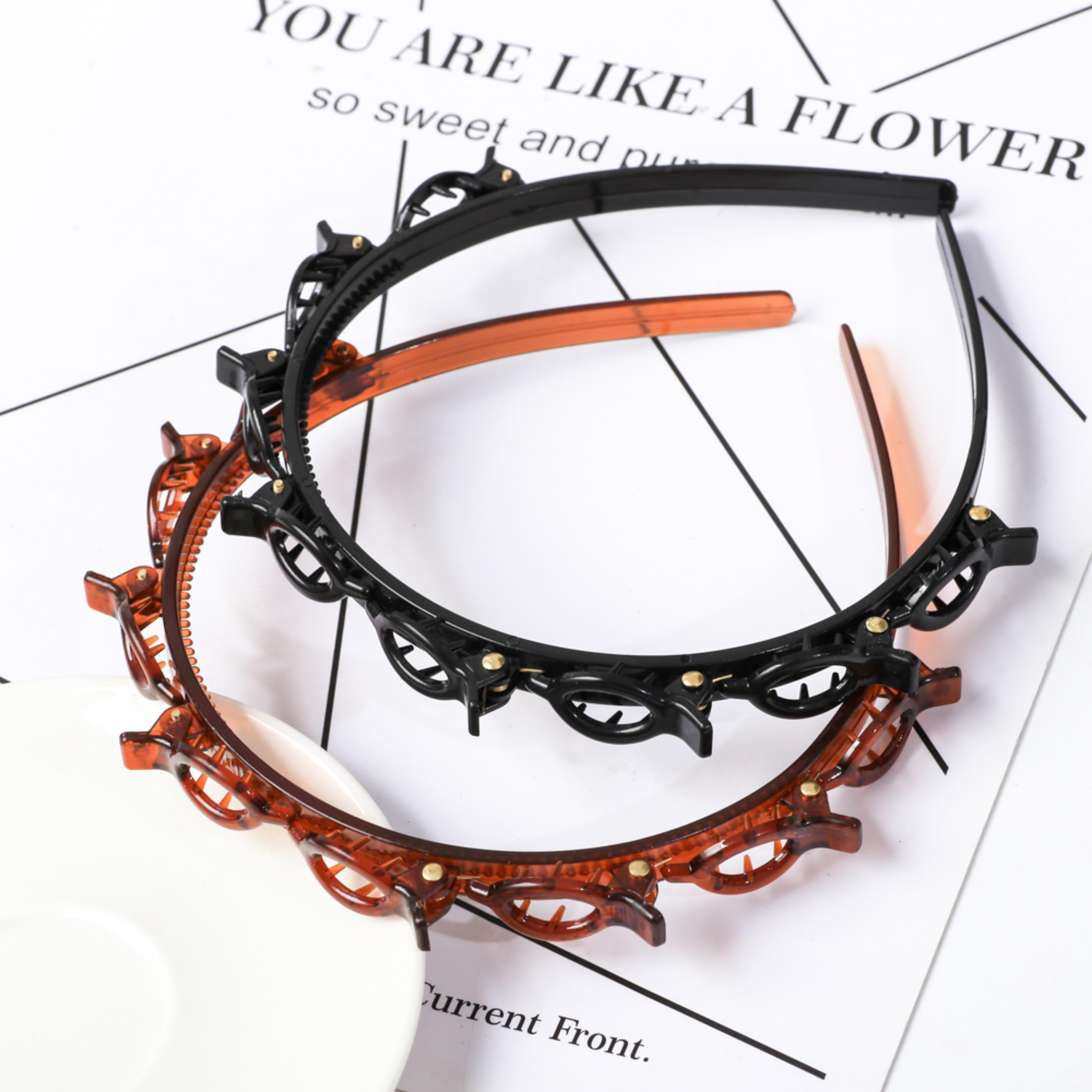 elegant pearl headband double layer braided headband for women fashion hair hoop