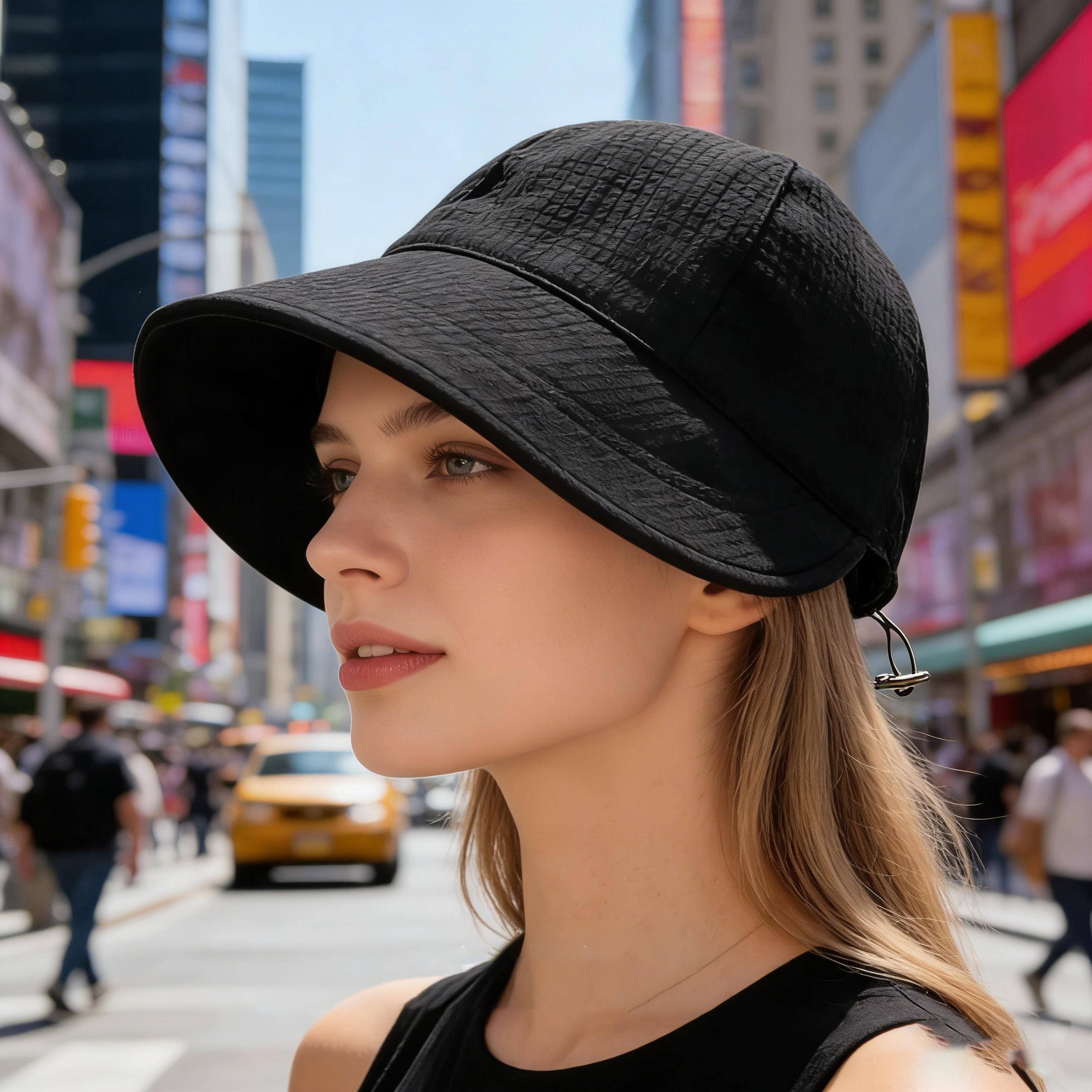 women's sun hat wide brim foldable uv protection waffle beach hat with adjustable fit