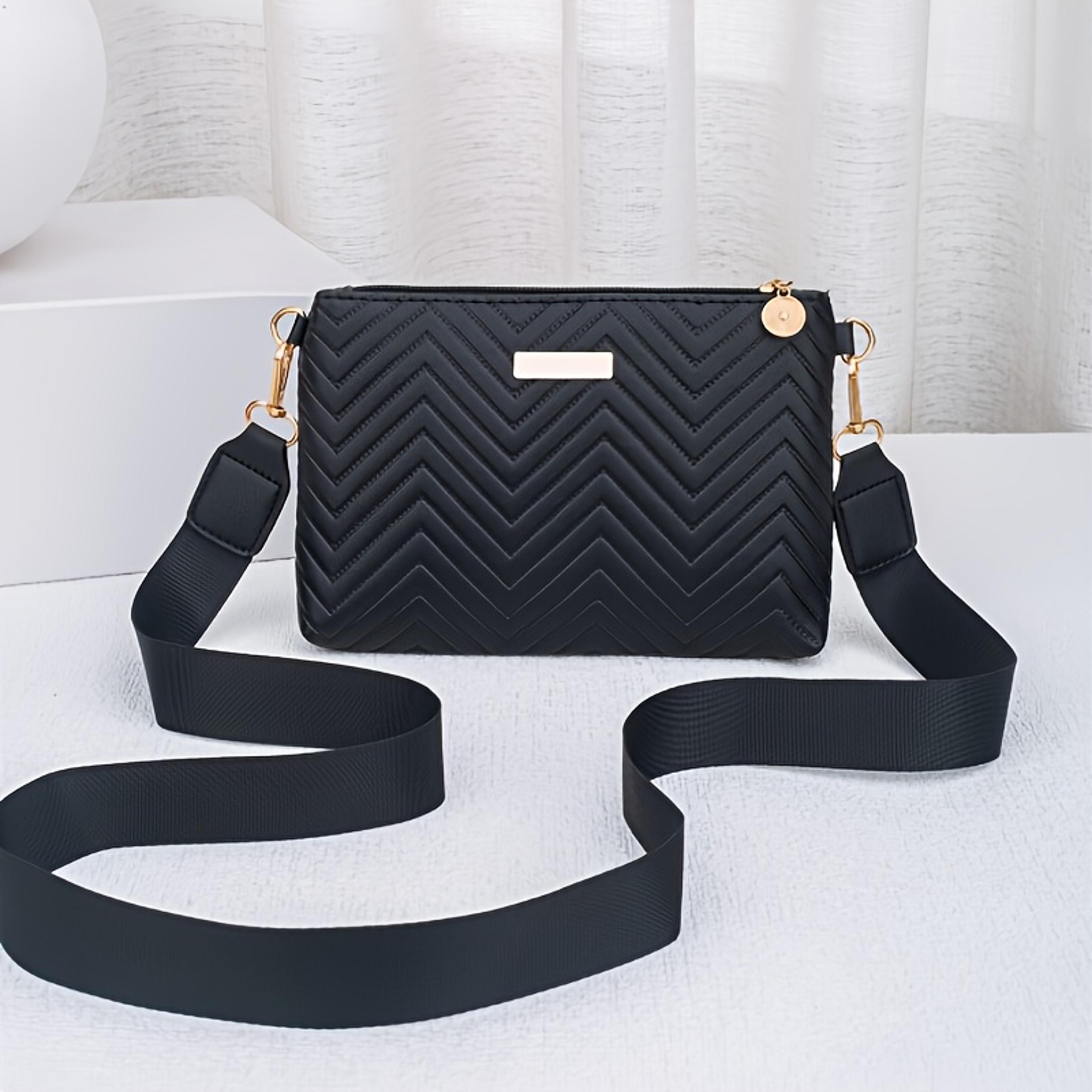 stylish striped crossbody bag for women versatile shoulder handbag with secure zipper closure