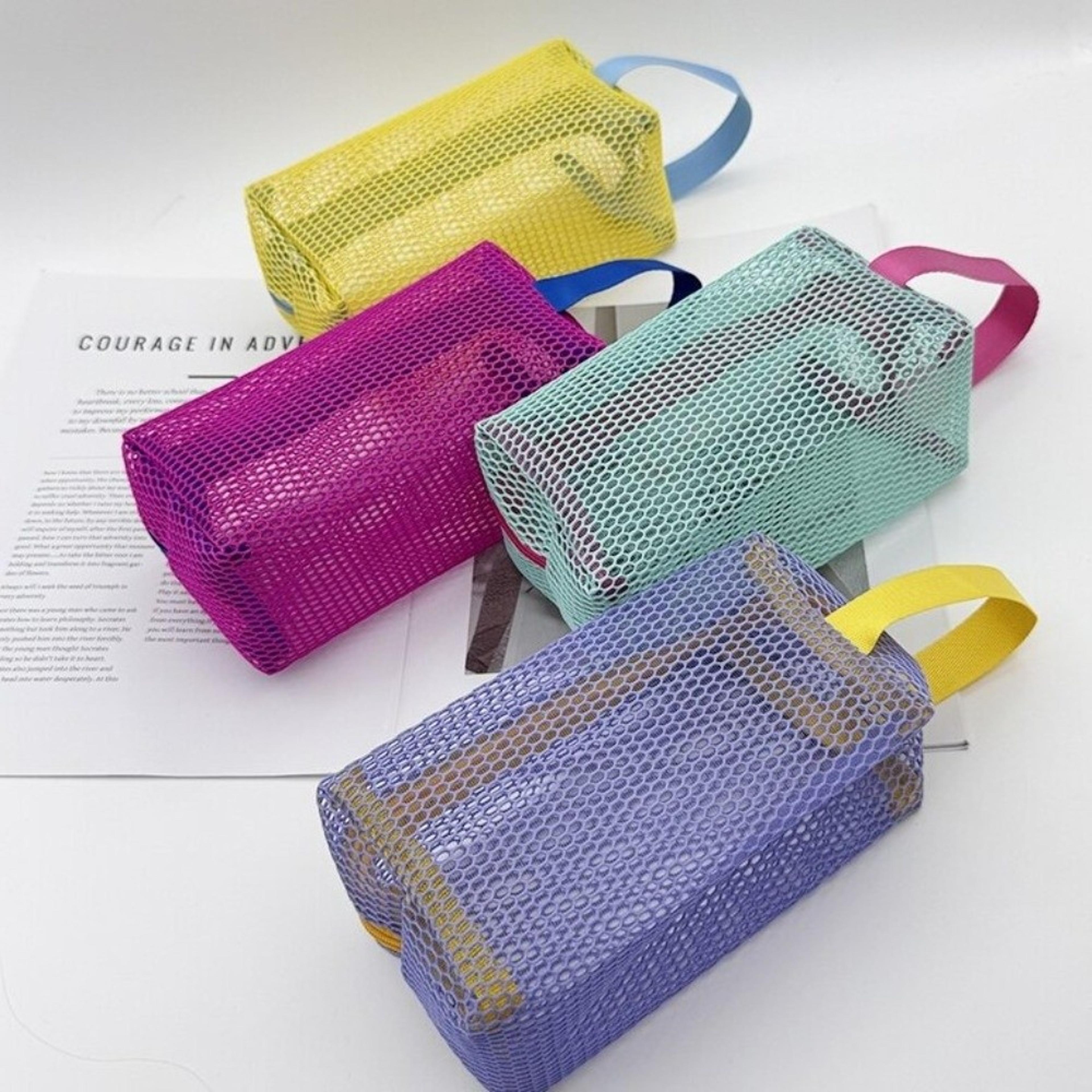candy color mesh cosmetic bag large capacity travel makeup bag for beach & daily essentials
