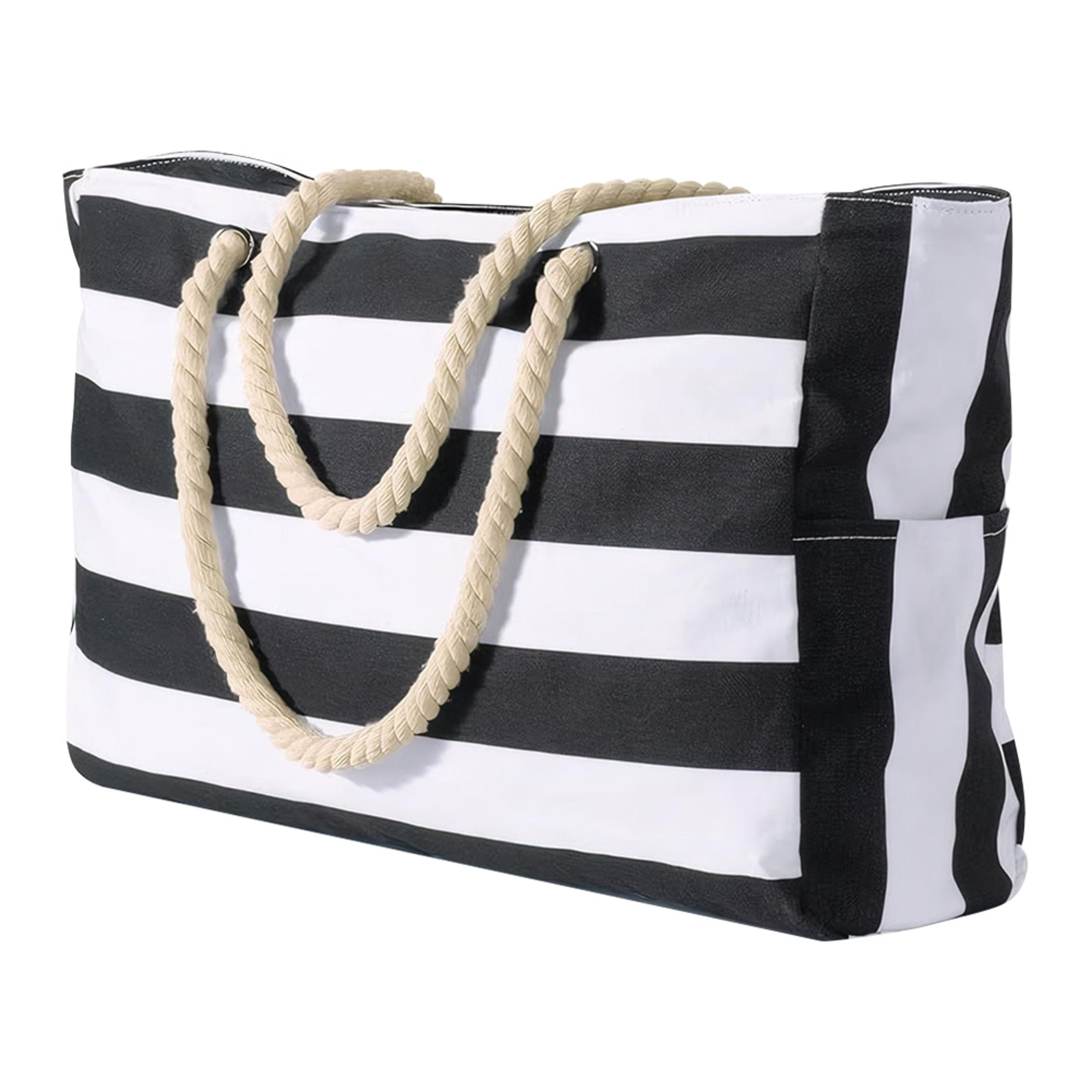 striped beach tote bag for women large waterproof beach bag with zipper