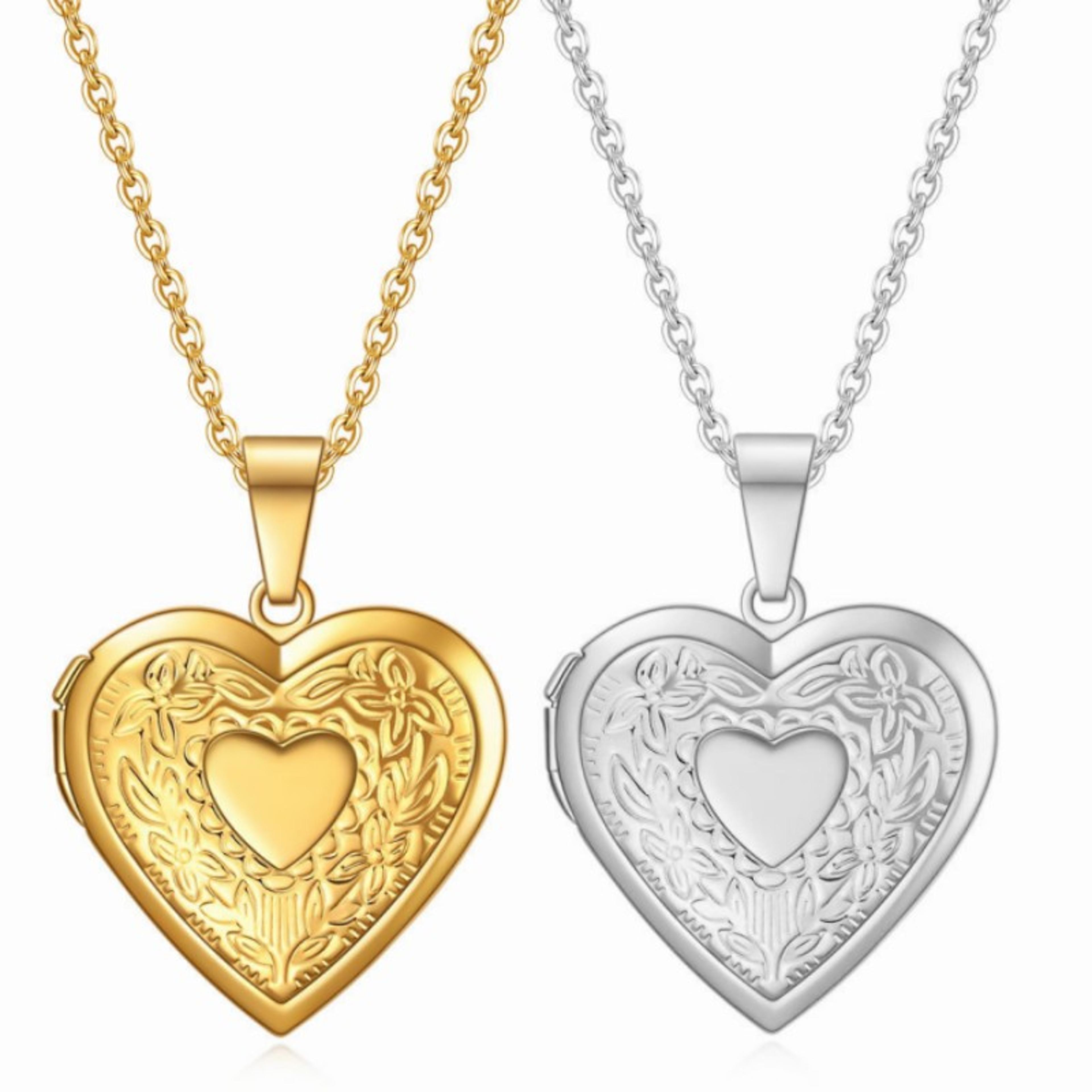 heart lock photo pendant necklace stainless steel waterproof locket gift for women