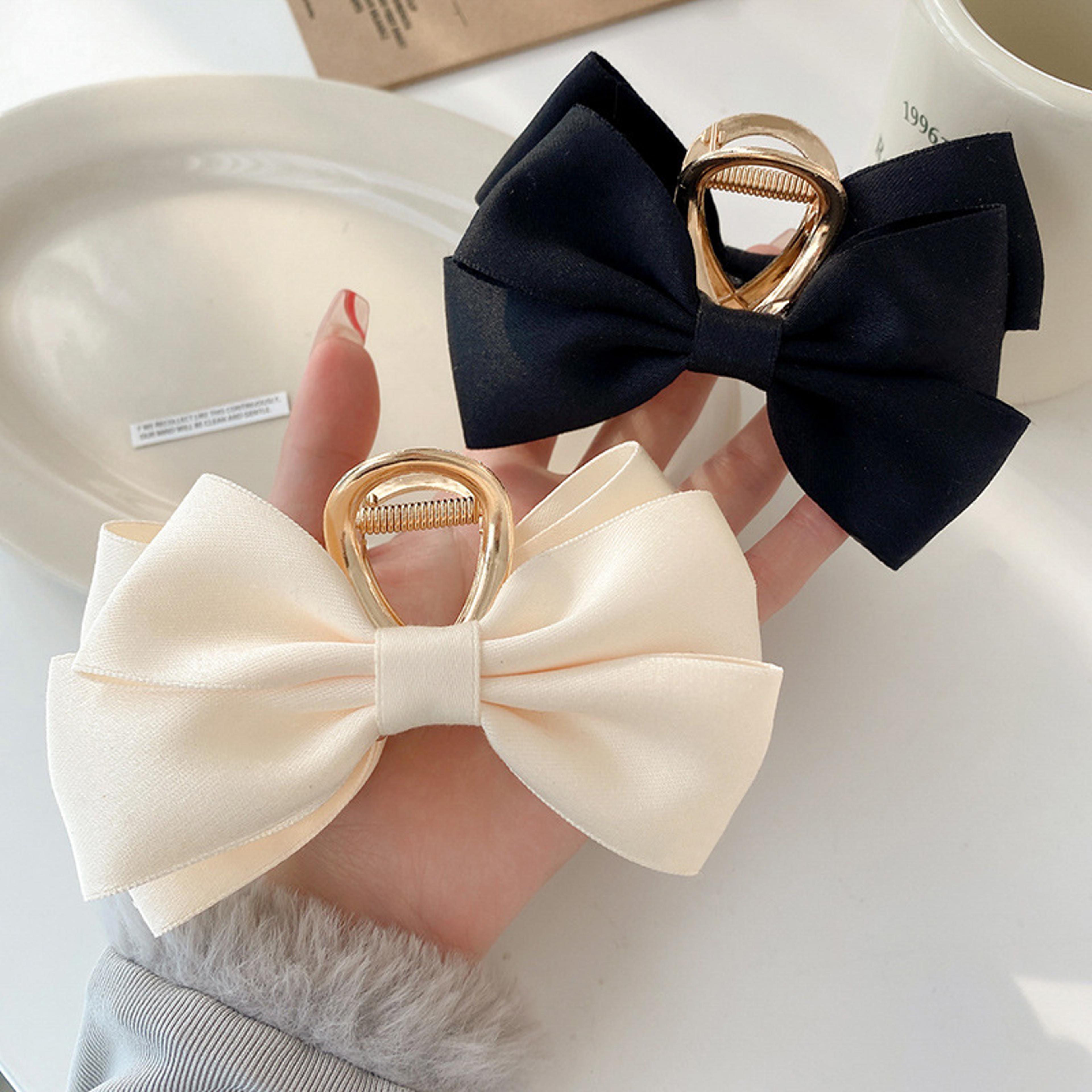 elegant satin bow hair claw large hair clip for women & girls cute fashion hair accessory