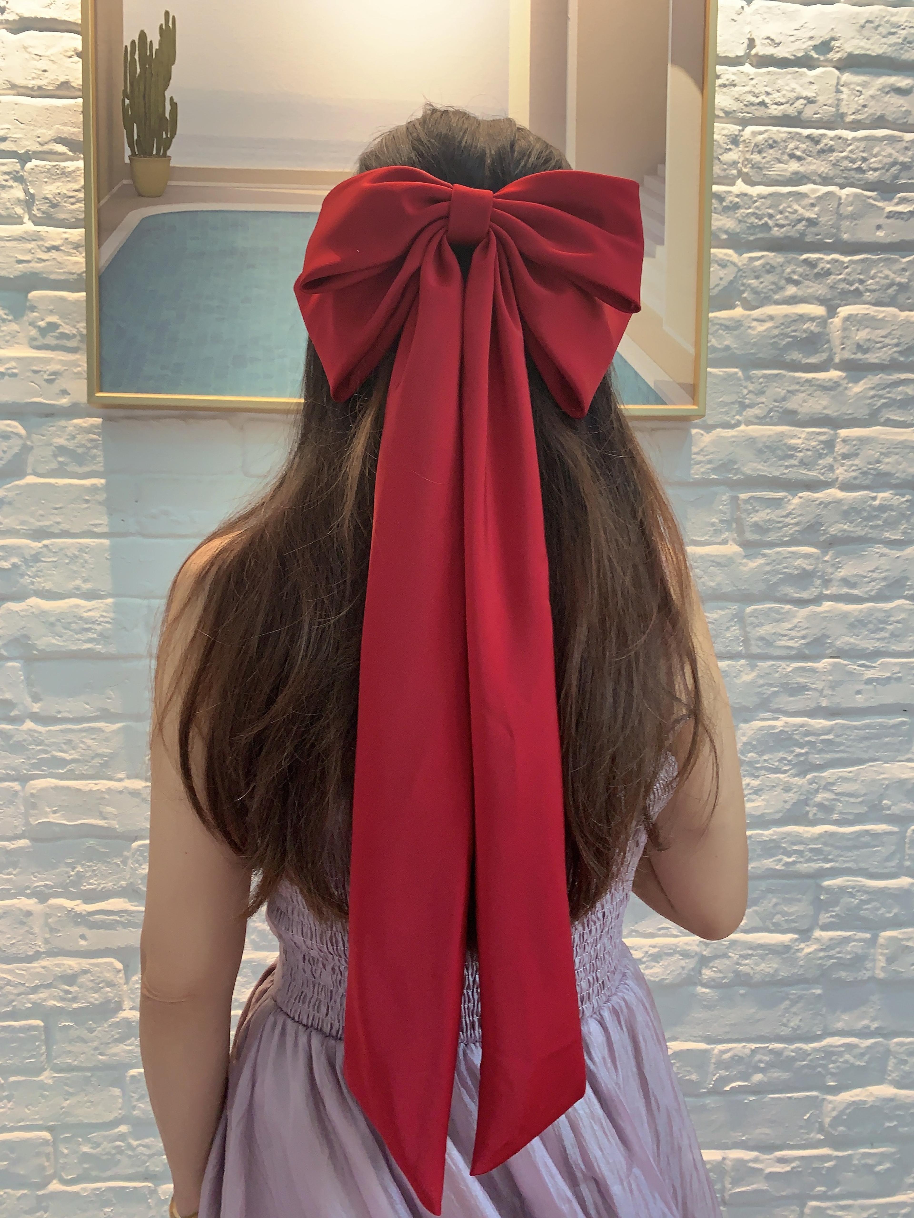 elegant satin bow hair clip style bow barrette for ponytails & half up hairstyles