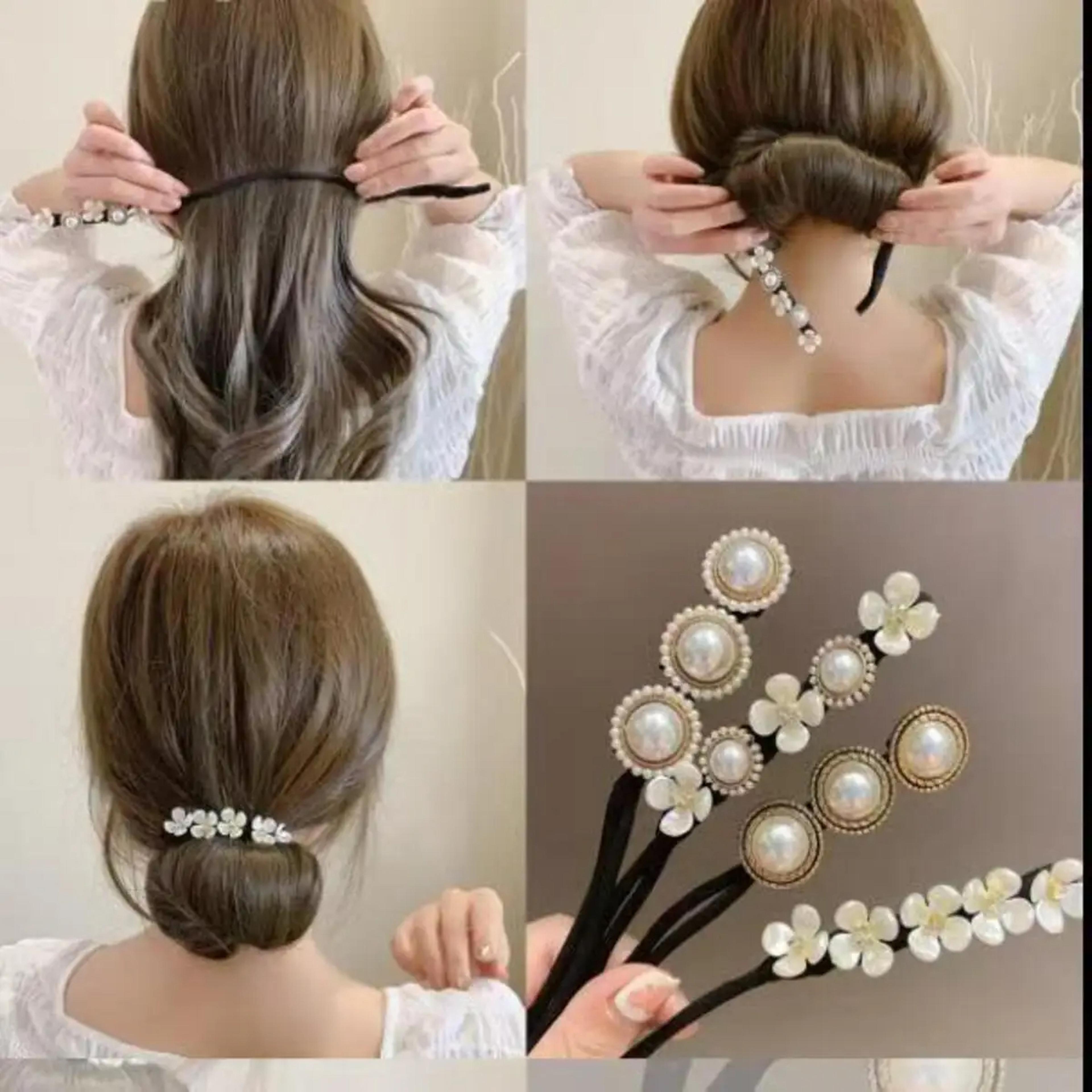 elegant hair bun maker crystal floral donut bun styling tool for effortless chignon hairstyles