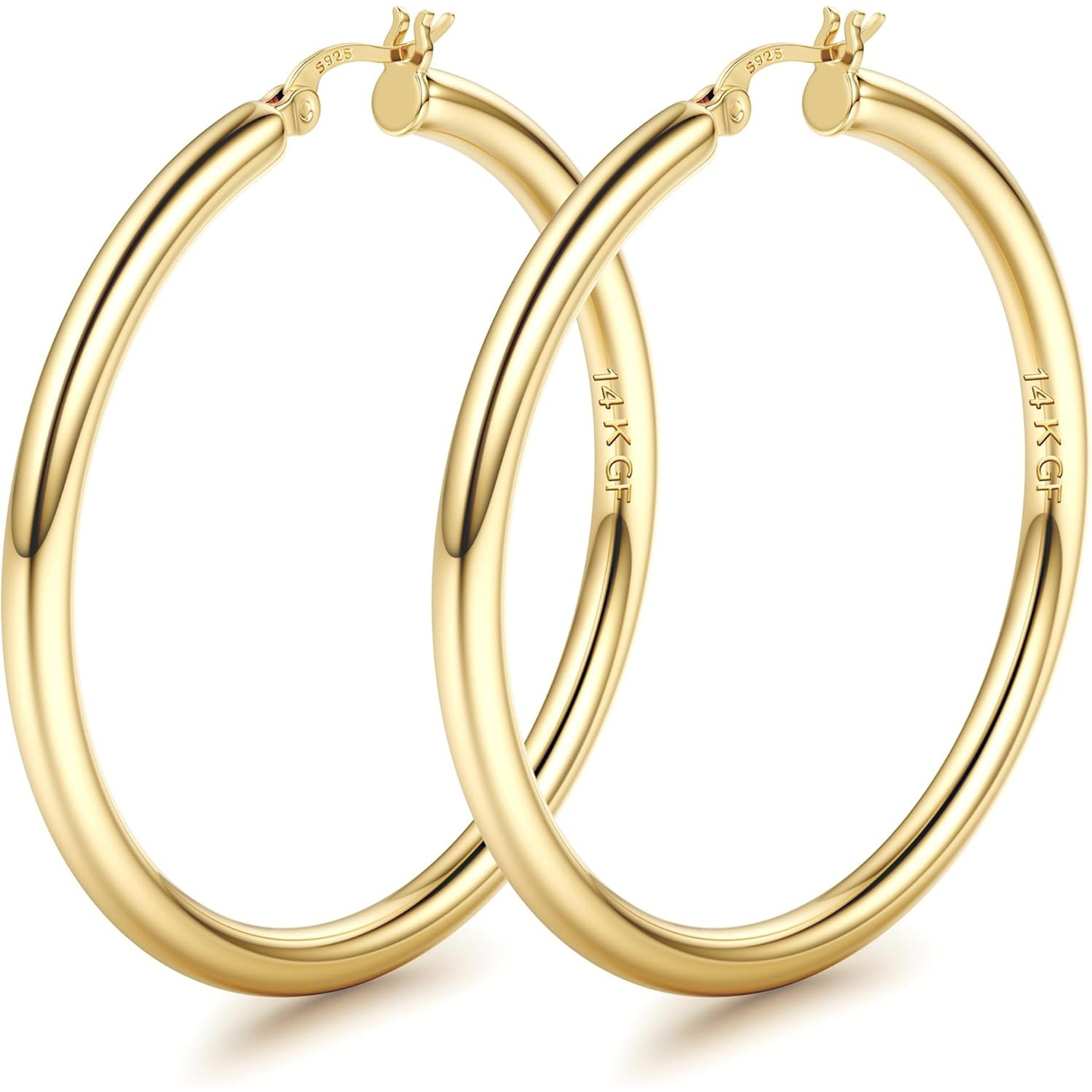gold plated earrings chunky hoop earrings for women lightweight hypoallergenic hoops