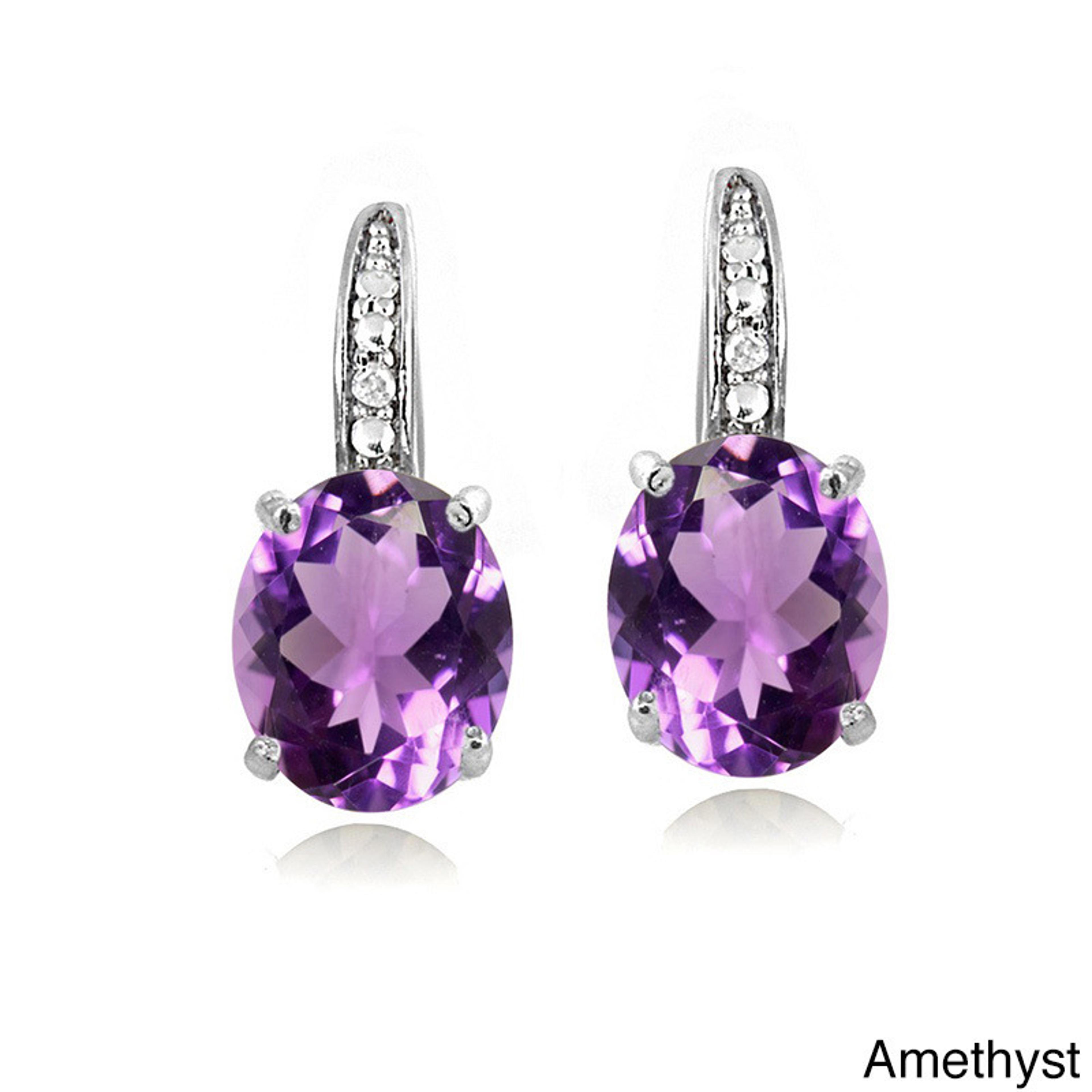 elegant sterling silver earrings with amethyst gemstone & gold plated finish