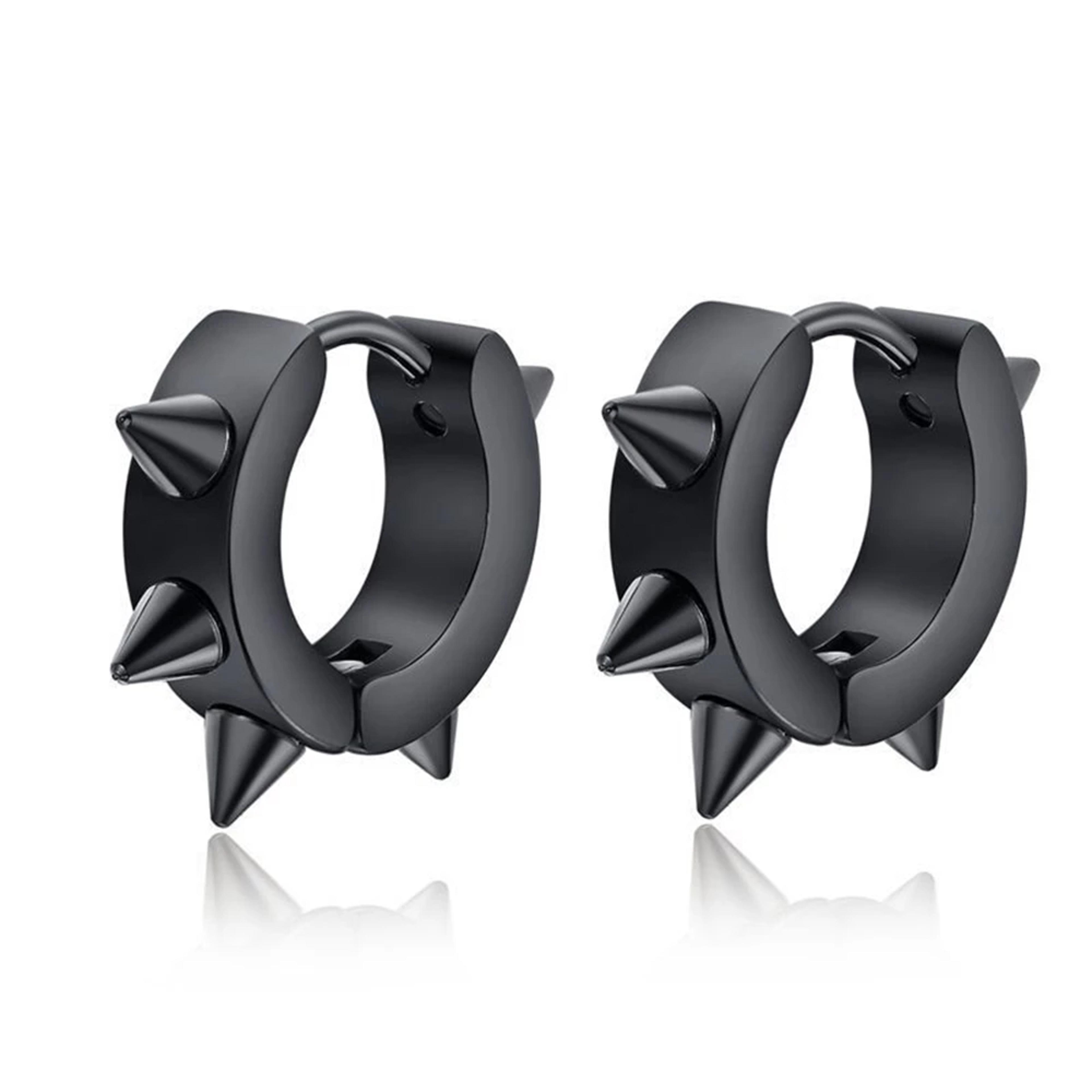 punk stainless steel spike stud earrings for men & women gothic unisex jewelry
