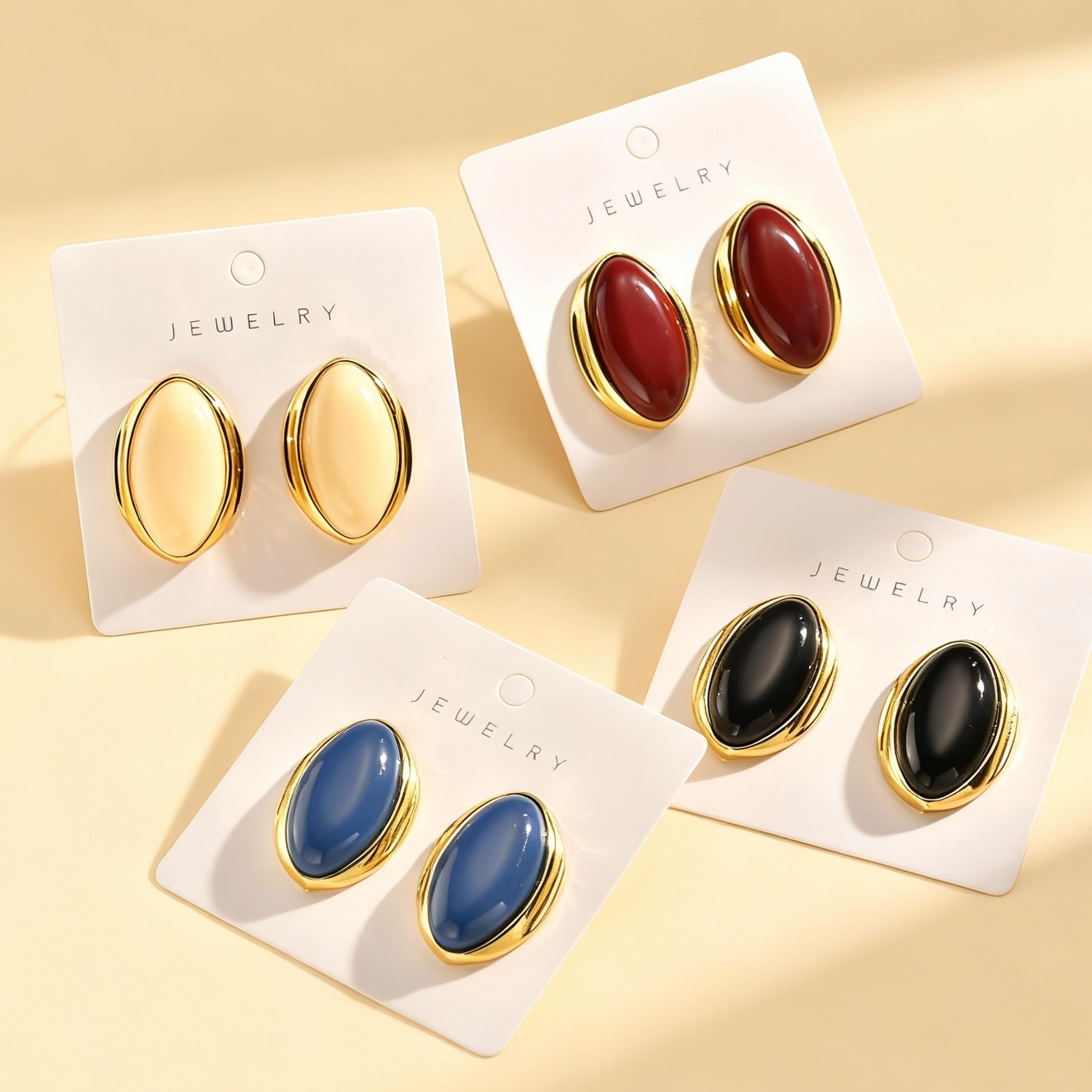 retro geometric stud earrings for women bold oval statement earrings for parties & everyday style