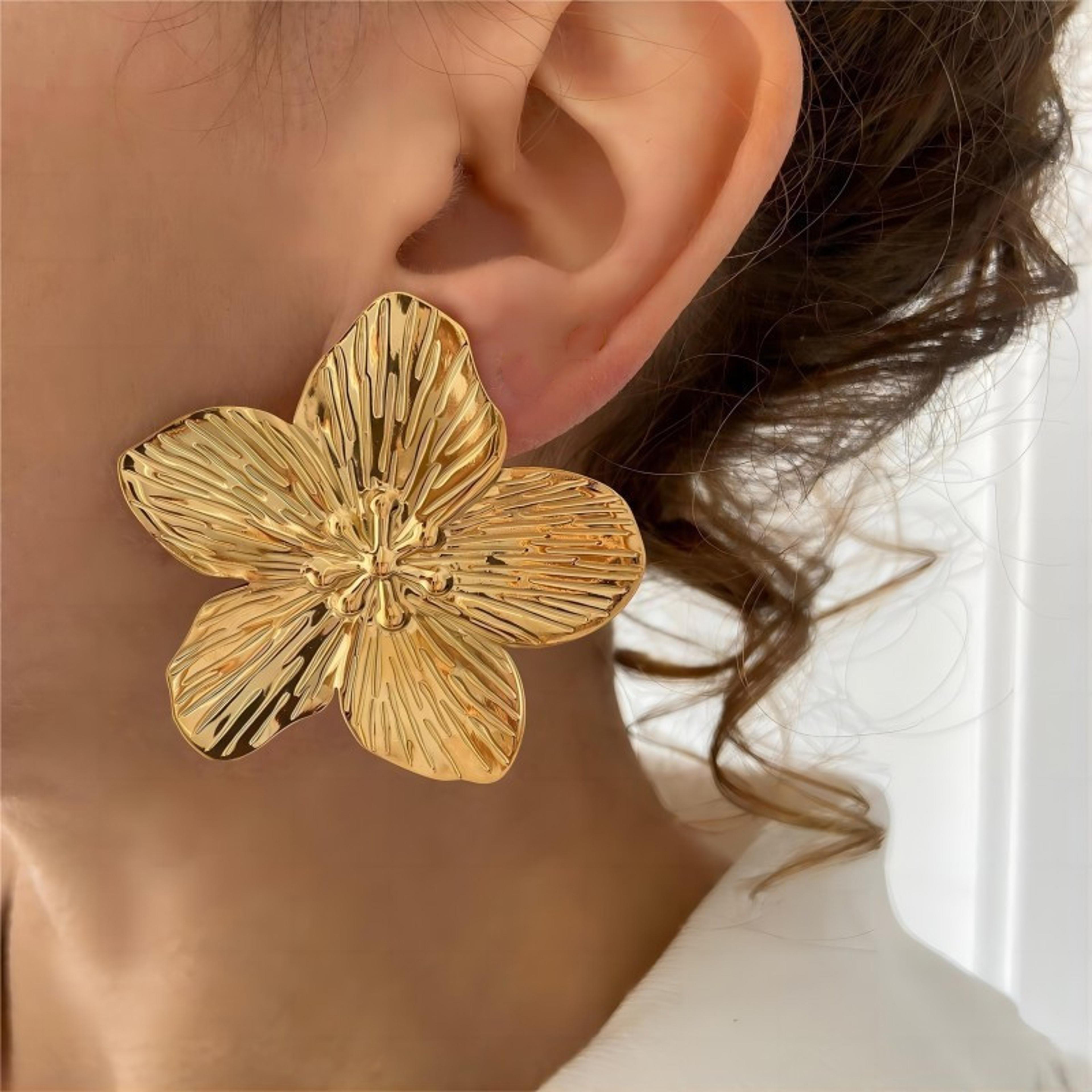 elegant flower dangle earrings for women boho statement floral drop earrings in gold or silver