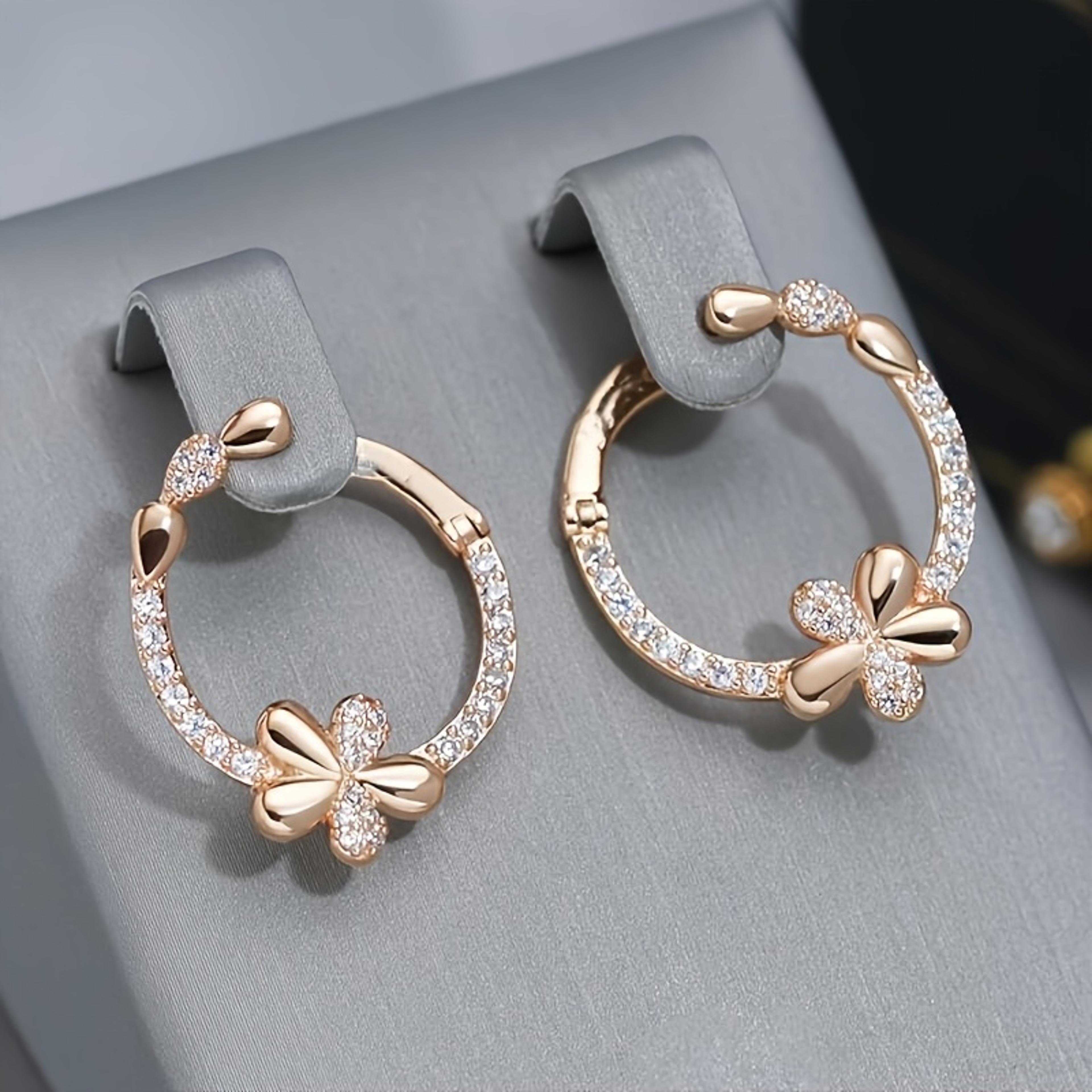 sparkling flower hoop earrings with zirconia crystal floral design for weddings & everyday elegance