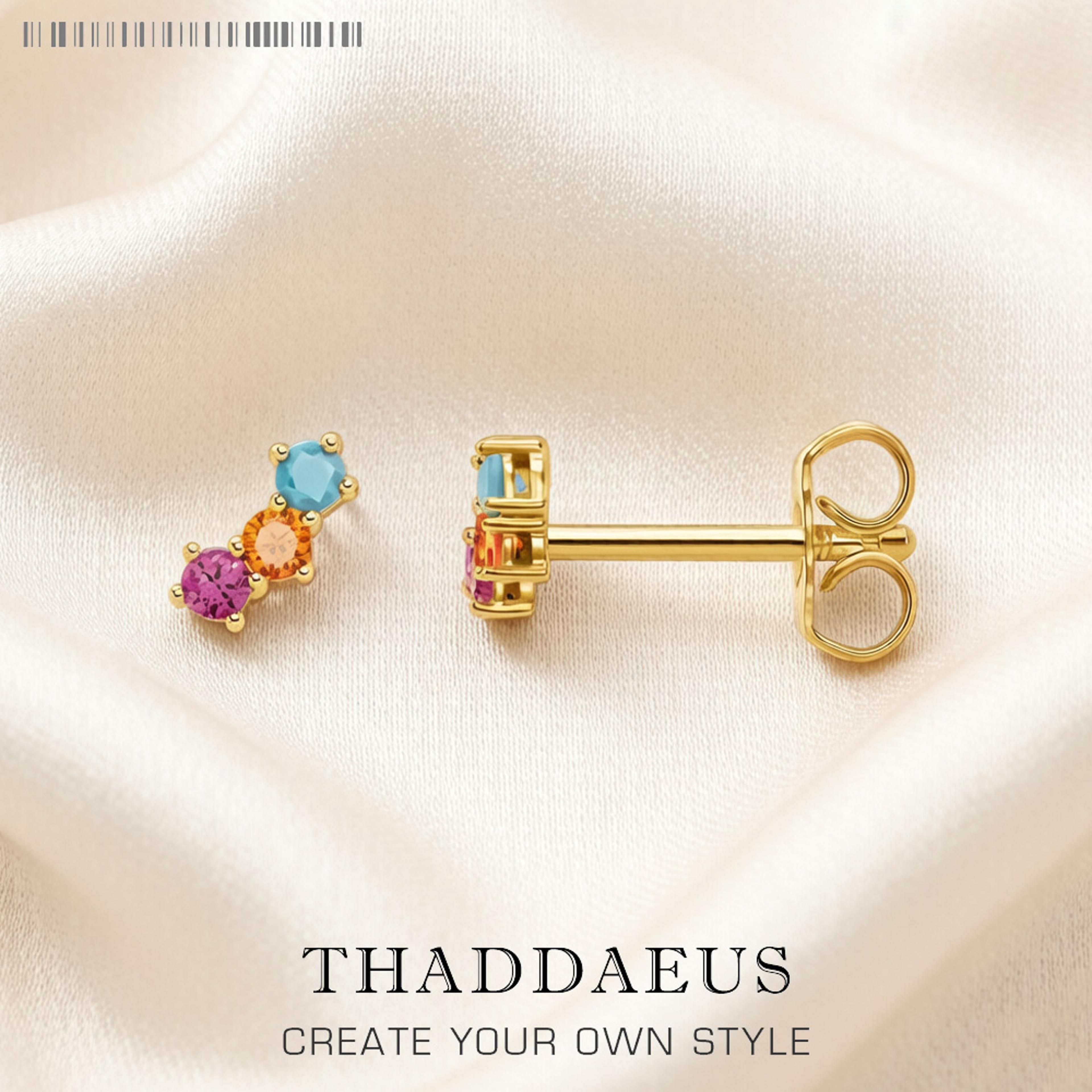 colorful sterling silver earrings gold plated studs for women with rainbow stones
