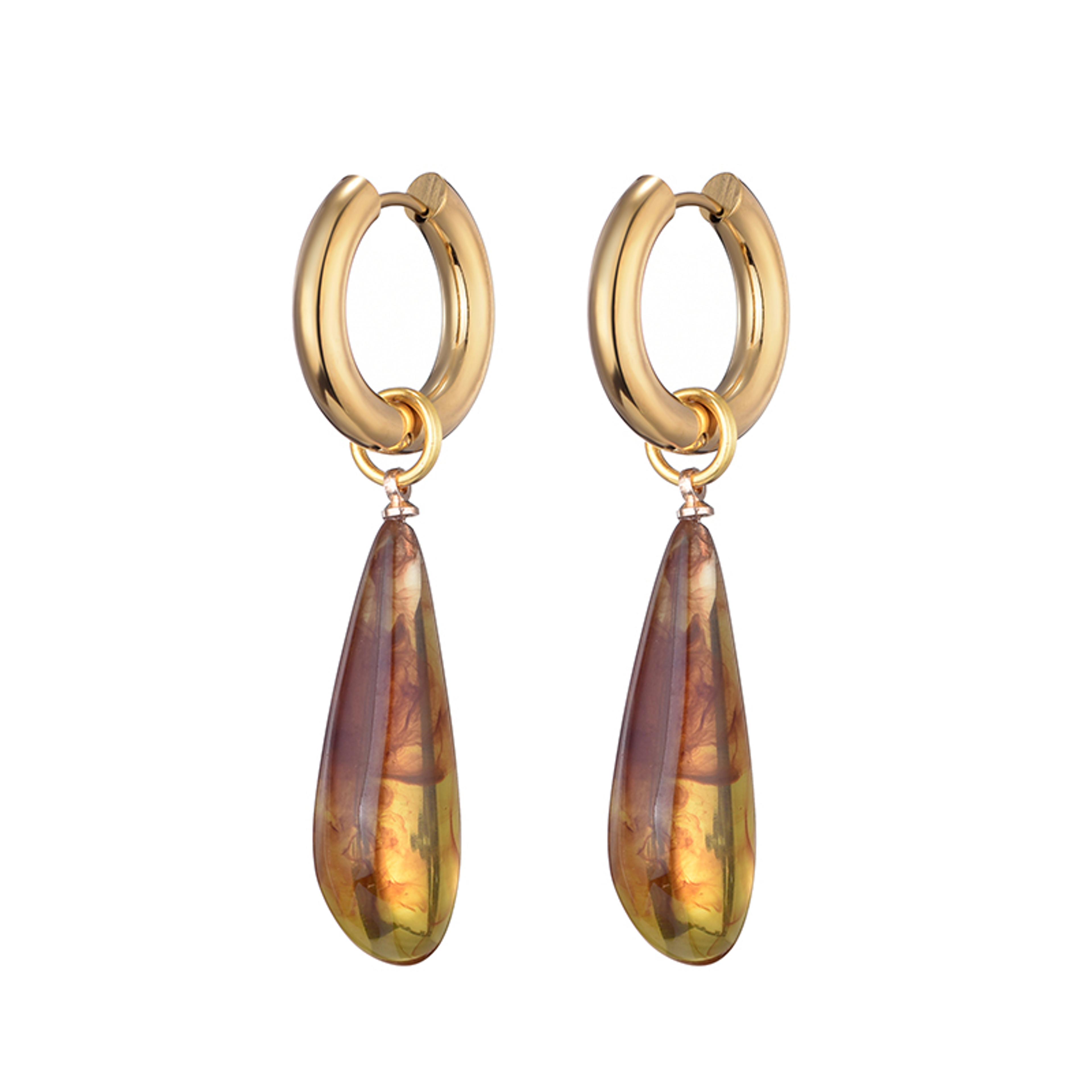 elegant waterdrop hoop earrings for women gold stainless steel earrings with teardrop dangle