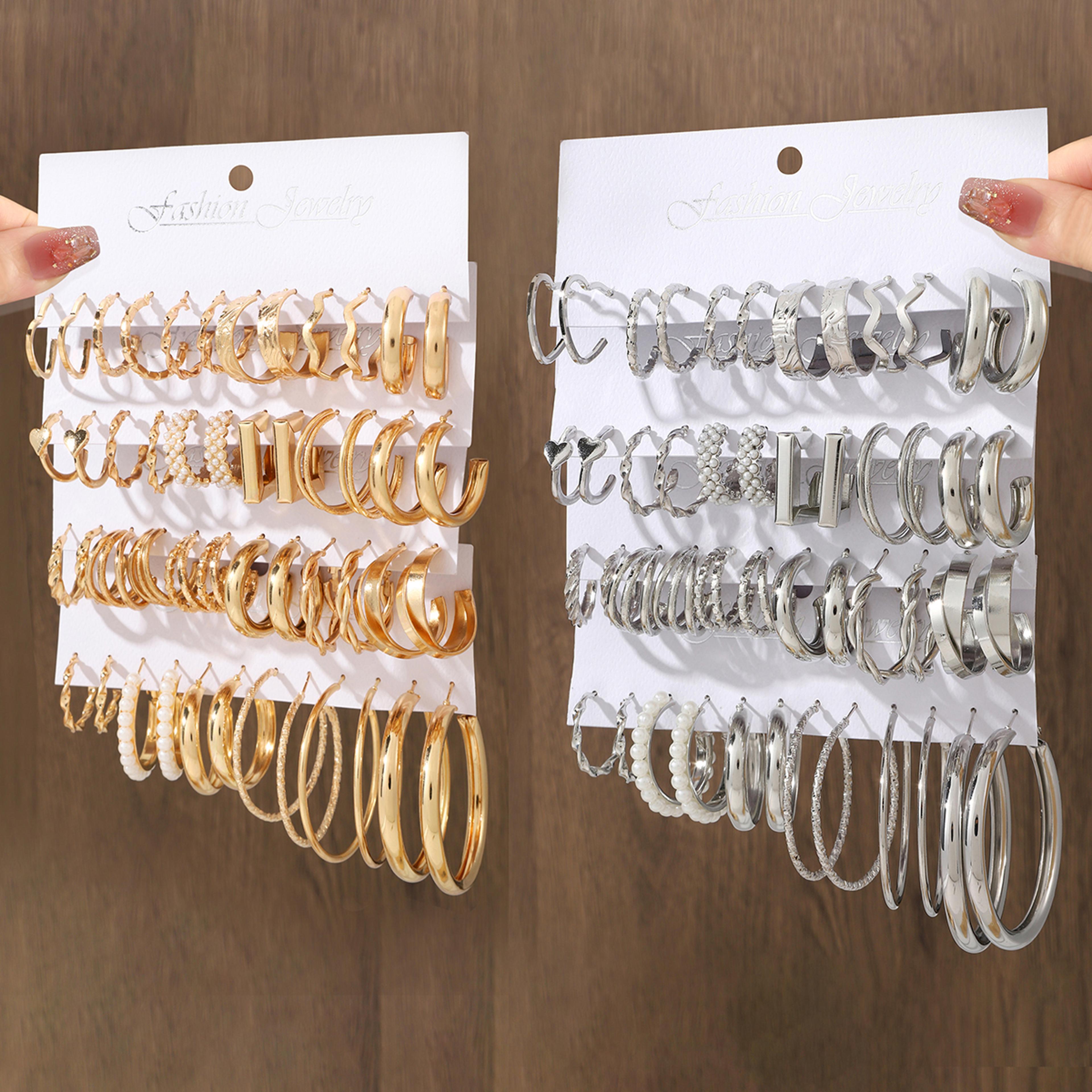 vintage pearl hoop earrings set elegant faux pearl earrings for women's everyday fashion