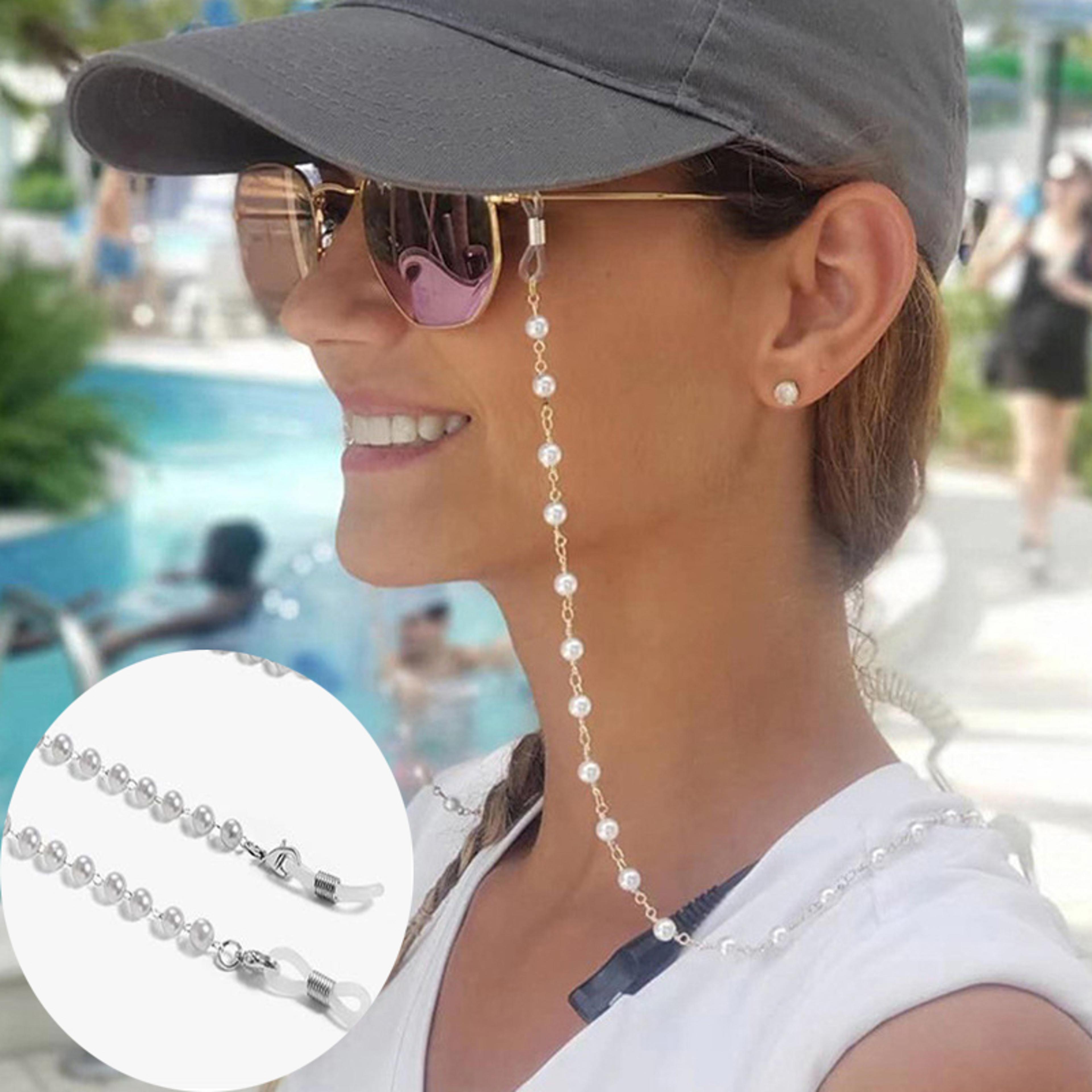 elegant pearl glasses chain eyeglass holder necklace with adjustable glasses strap for sunglasses