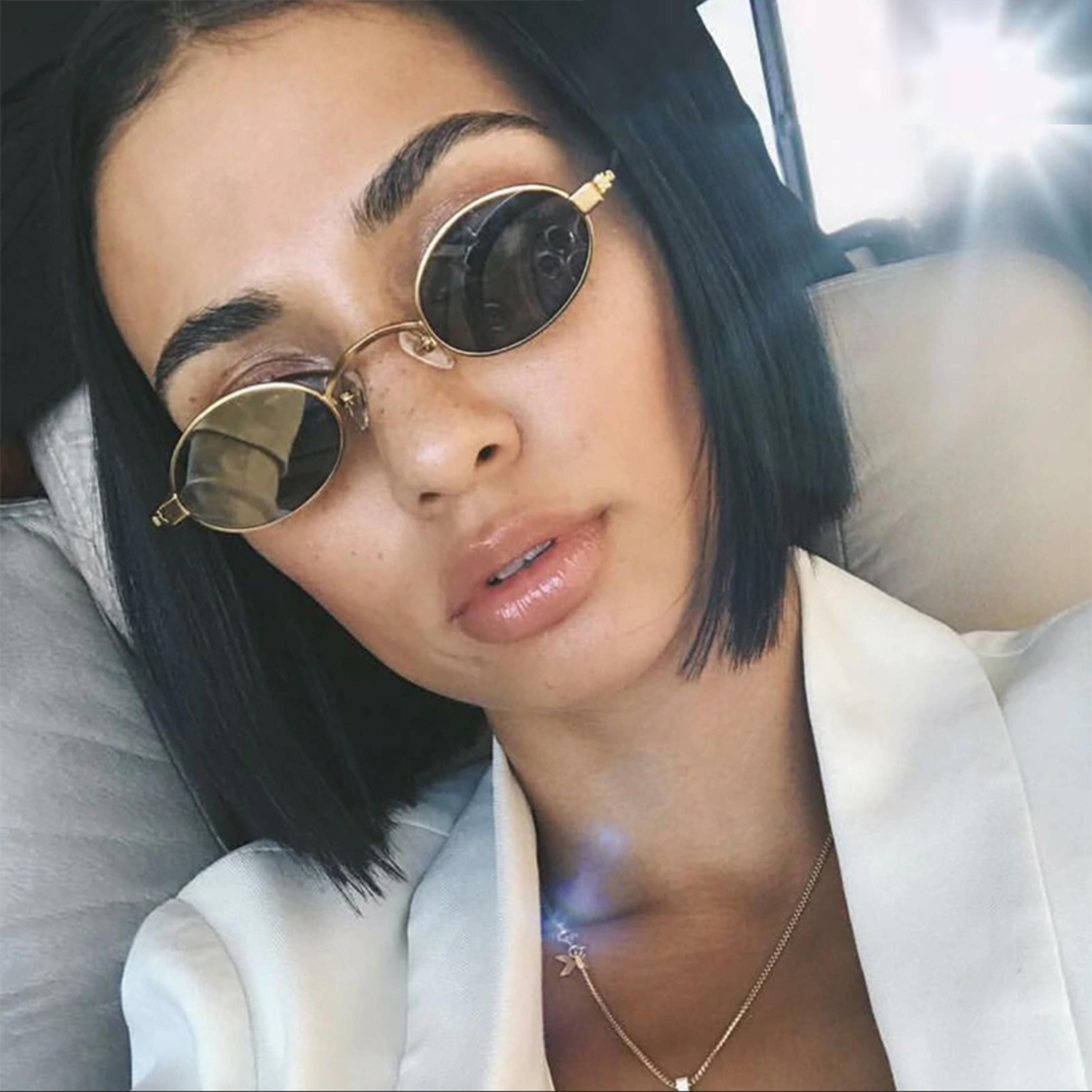 small oval sunglasses for women vintage sunglasses with gold metal frame retro shades
