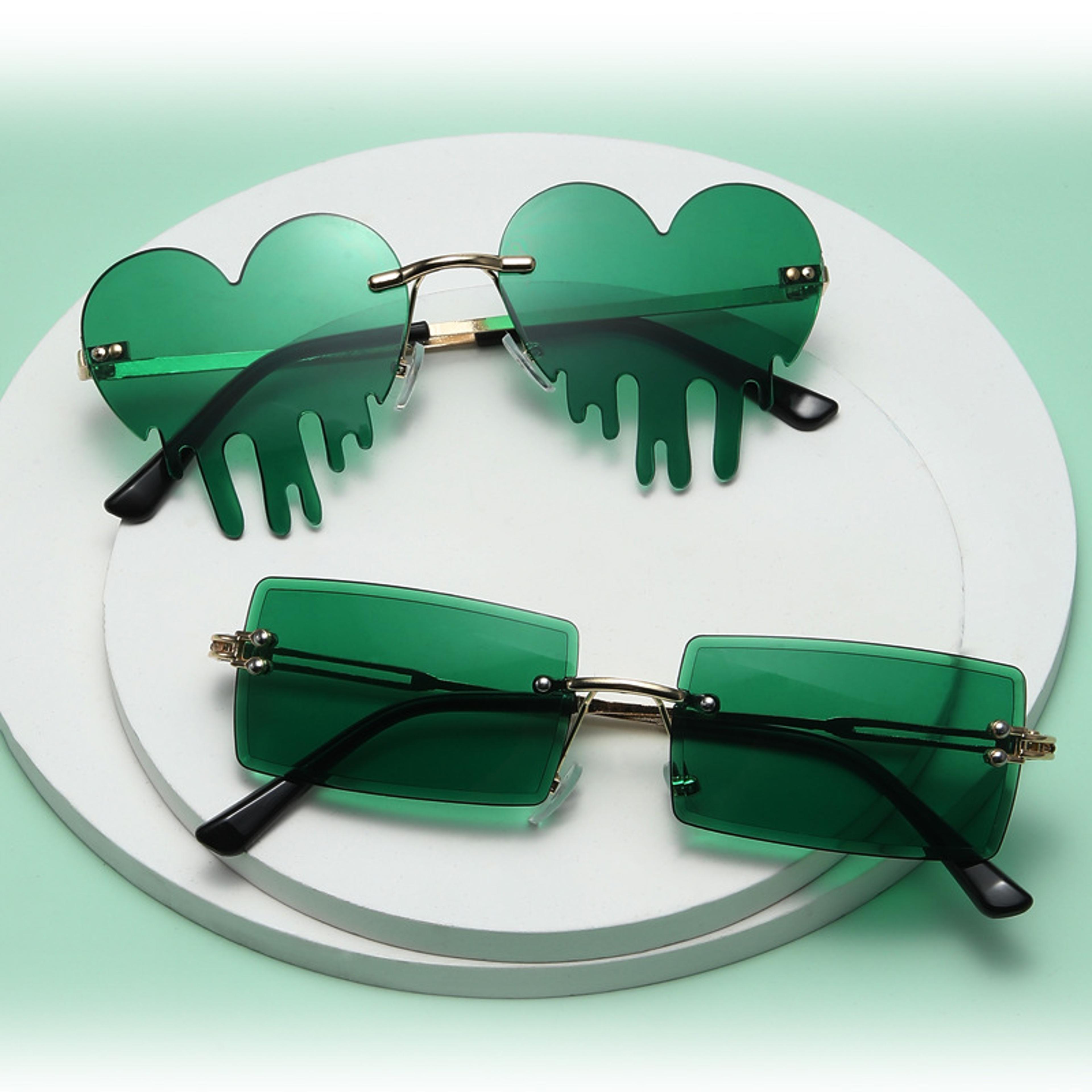 lucky shamrock sunglasses for st. patrick's day green clover glasses party costume accessory