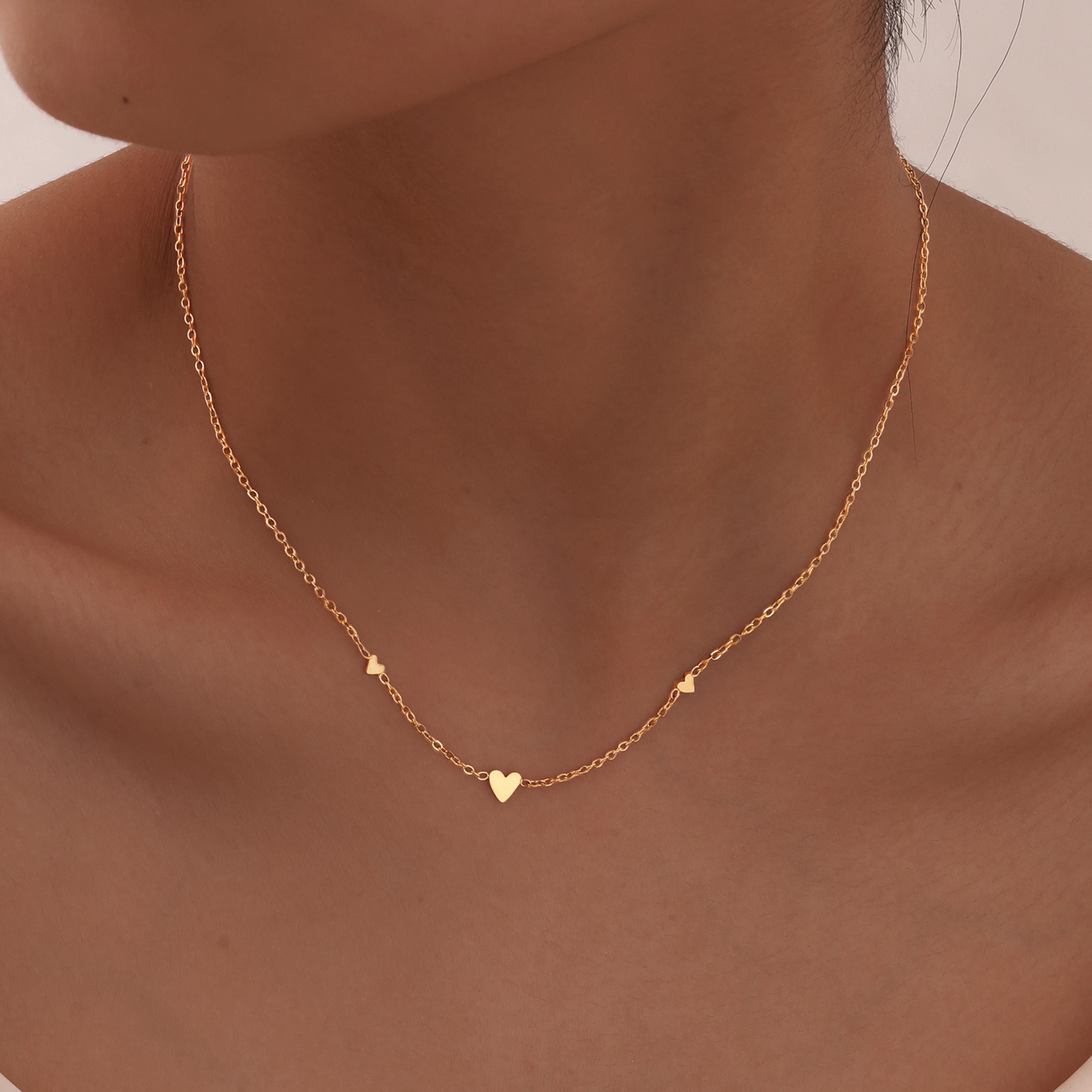 elegant heart necklace in stainless steel necklace for women minimalist dainty choker