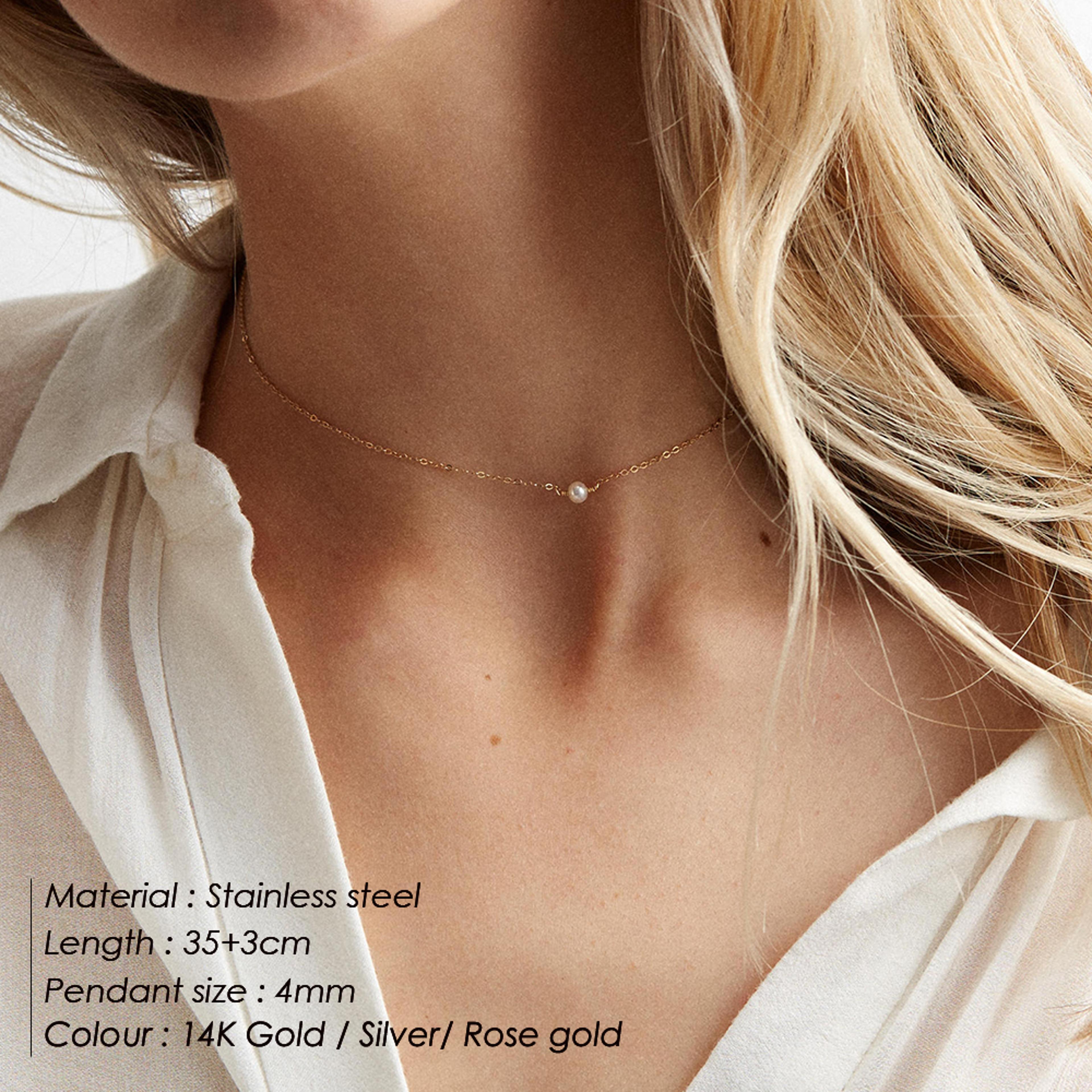 elegant pearl pendant necklace in gold stainless steel for women