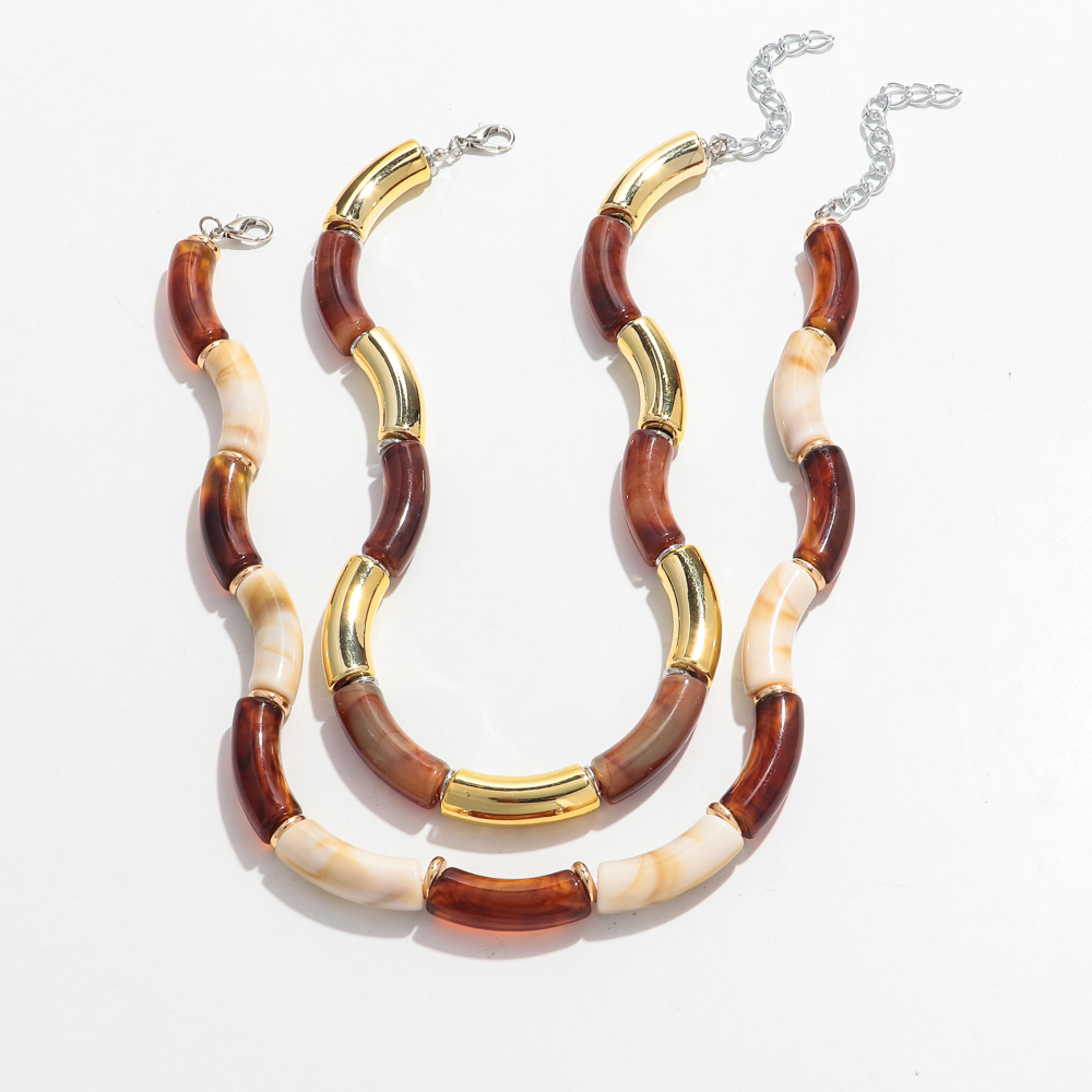 vintage bohemian choker necklace with acrylic bamboo beads statement collar for women