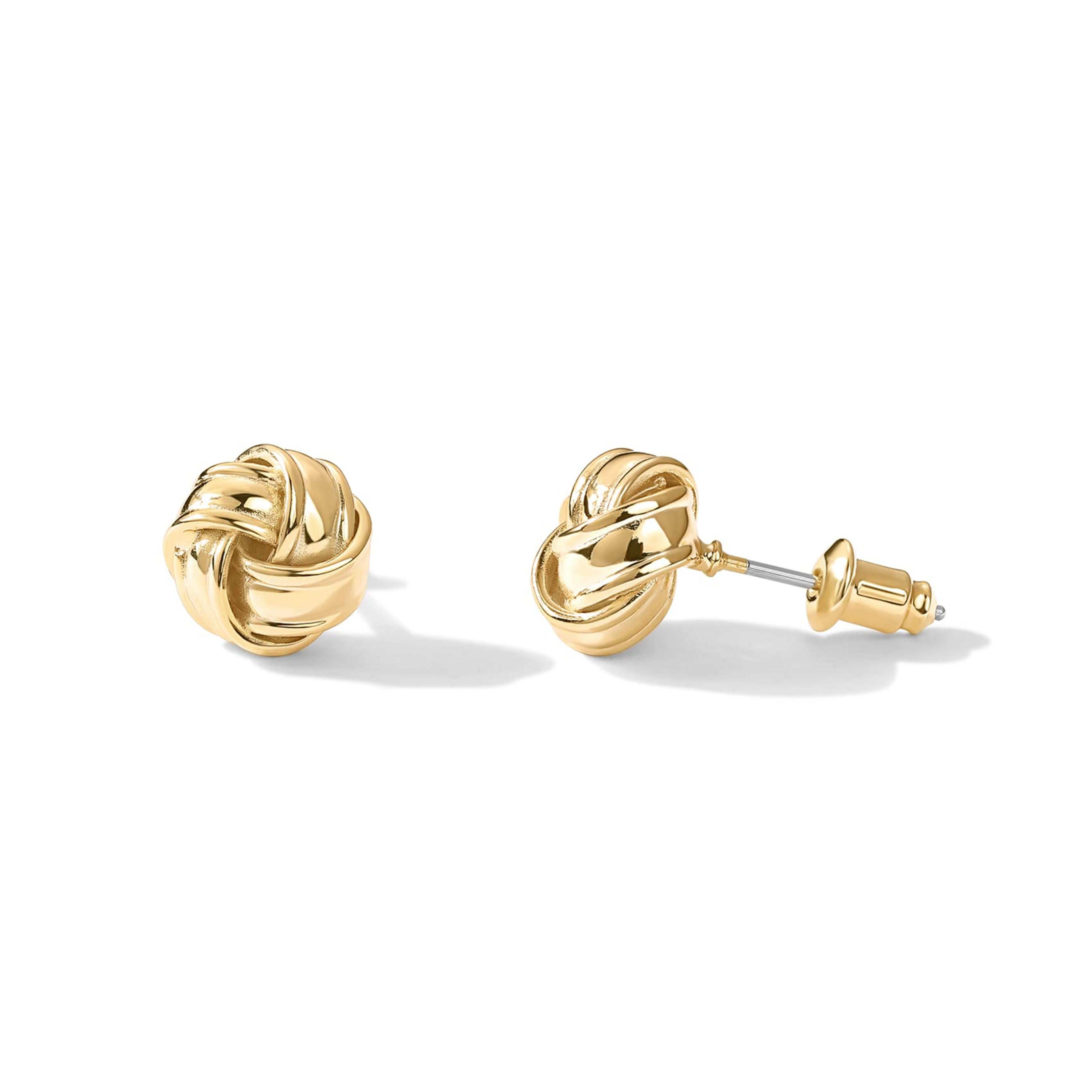 love knot stud earrings in gold plated earrings with sterling silver posts