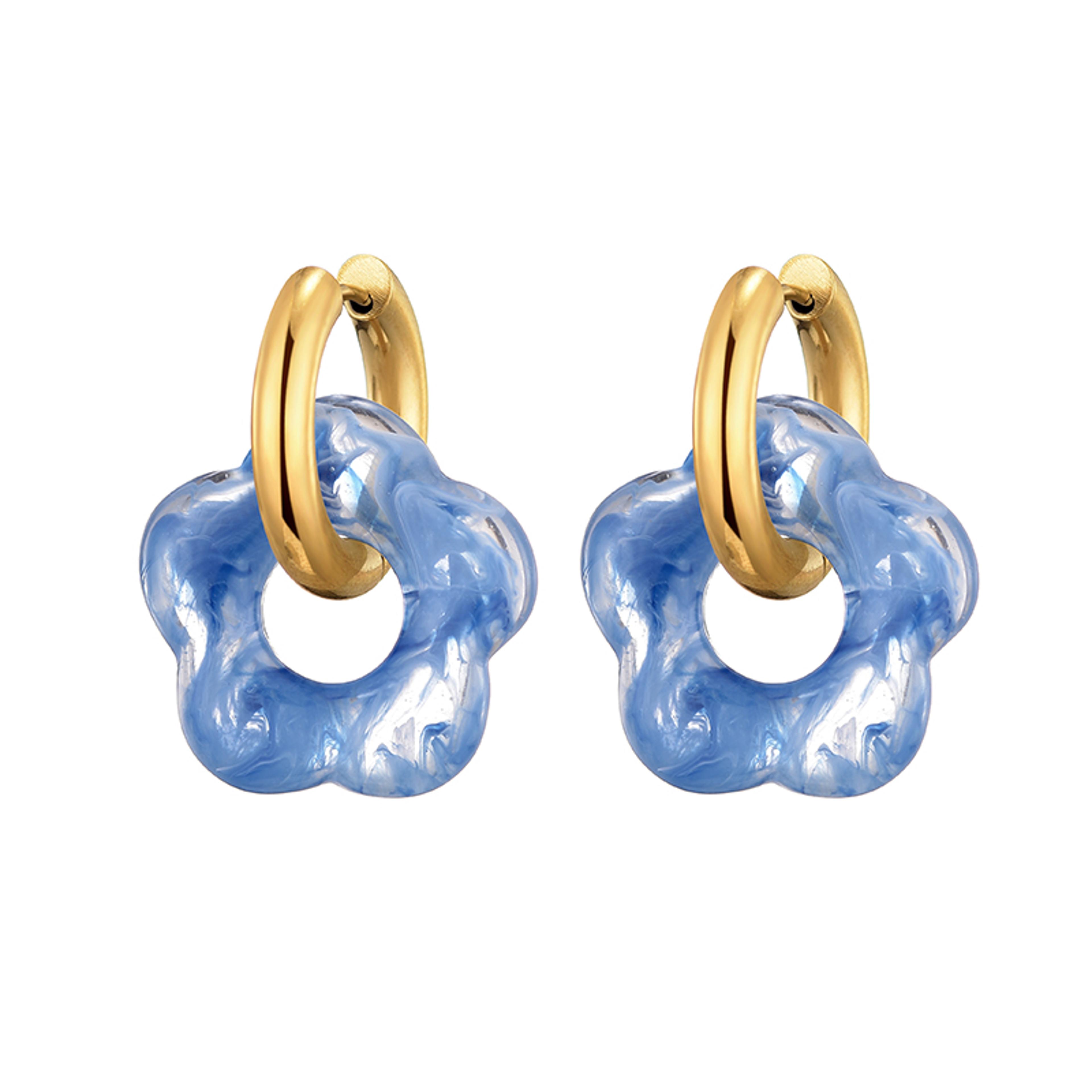 bloom glow flower drop earrings gold stainless steel earrings with resin floral hoop design