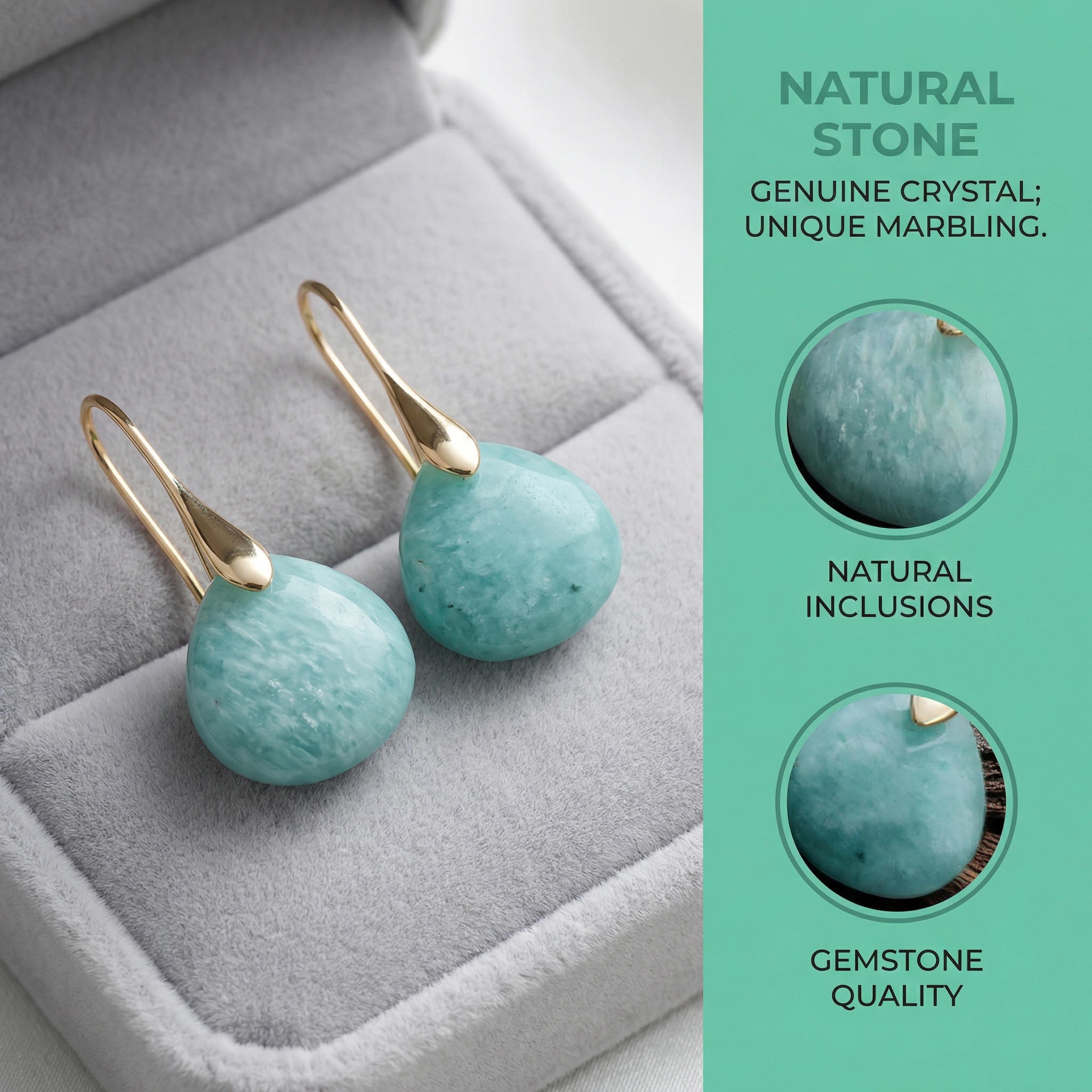 natural amazonite earrings for women crystal beach jewelry gift with elegance
