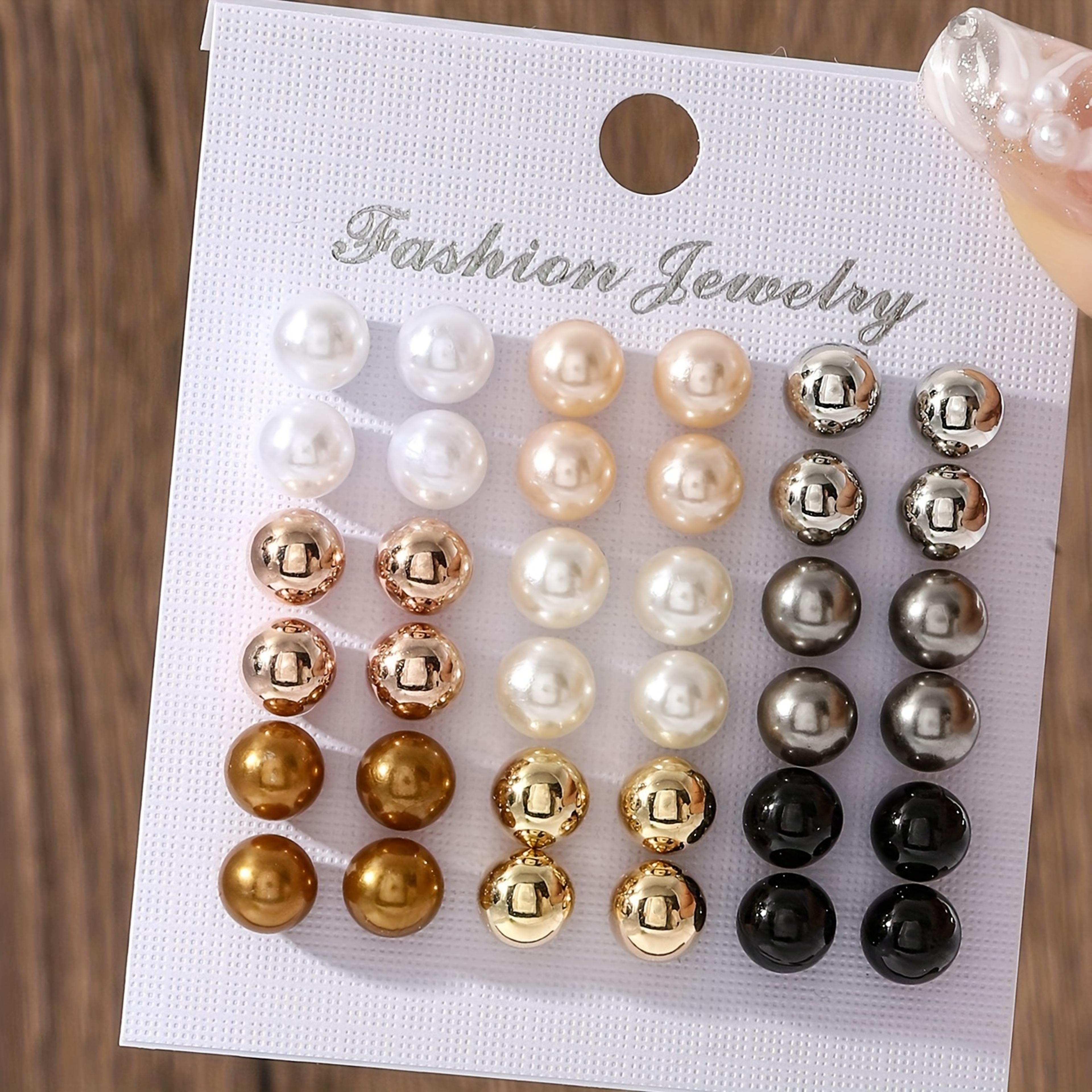 pearl earrings set for women lightweight faux pearl earrings stud collection