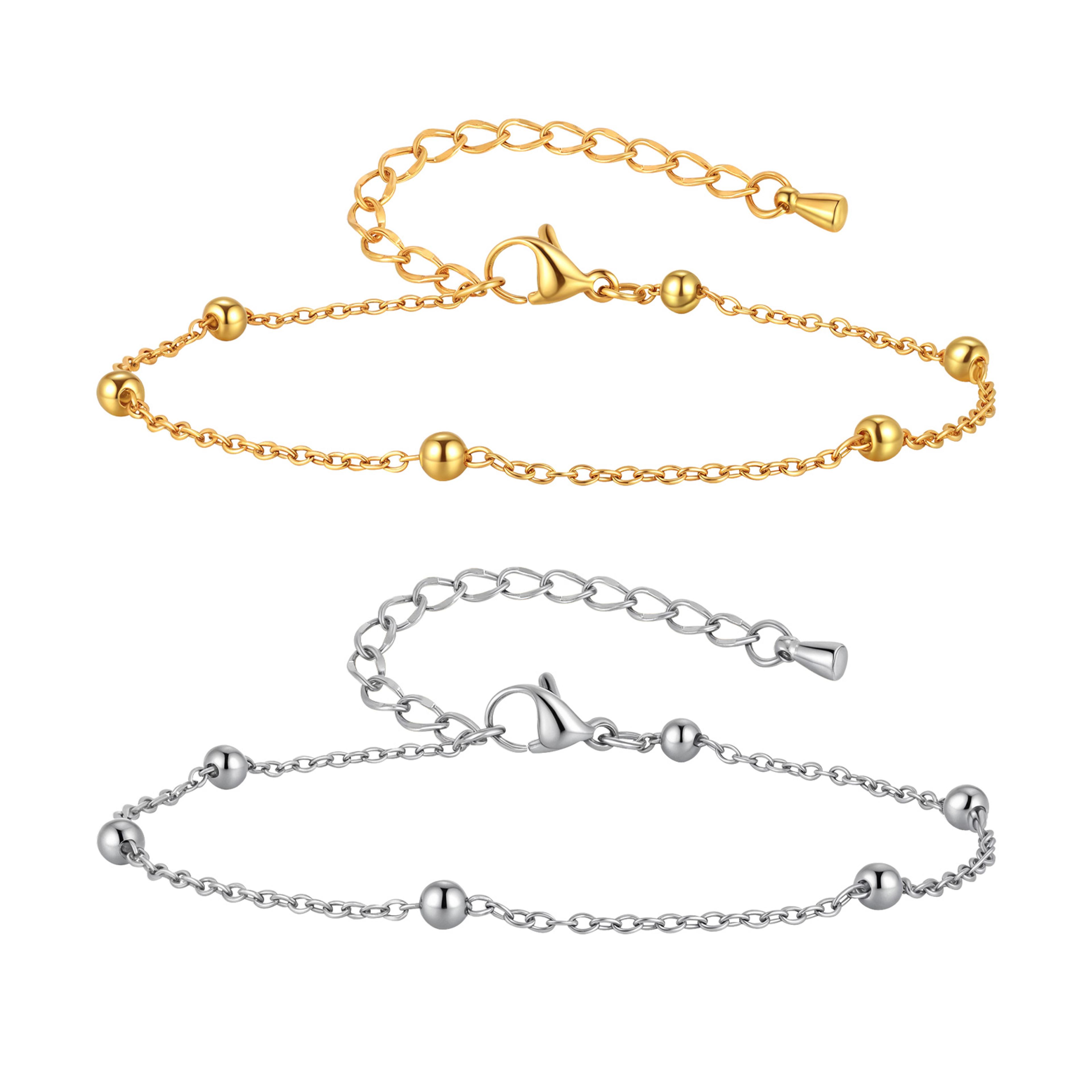 waterproof stainless steel beaded anklet for women minimalist summer ankle bracelet