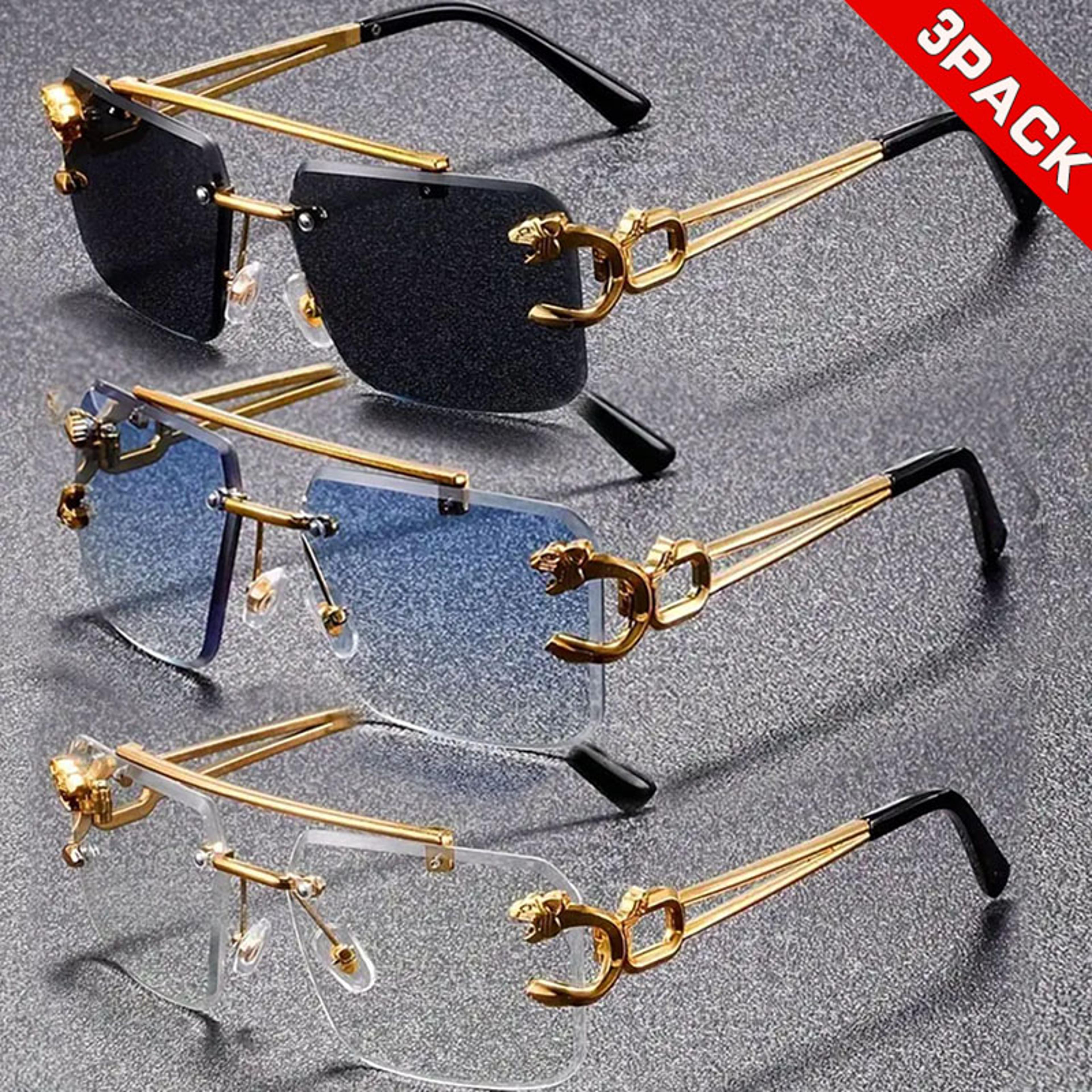 rimless square glasses set for men & women retro street style fashion eyewear