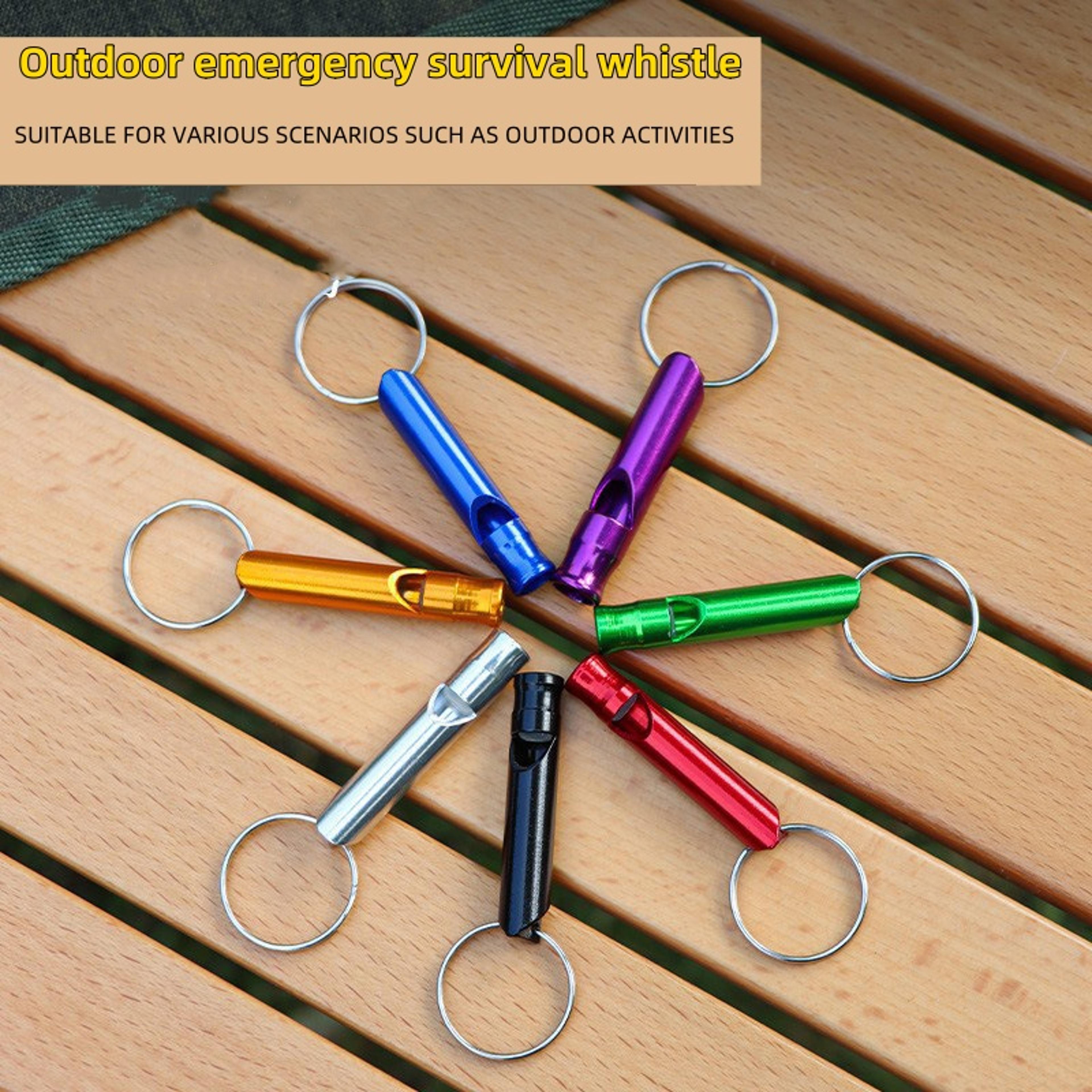portable survival whistle aluminum alloy emergency whistle keychain for camping, hiking & training