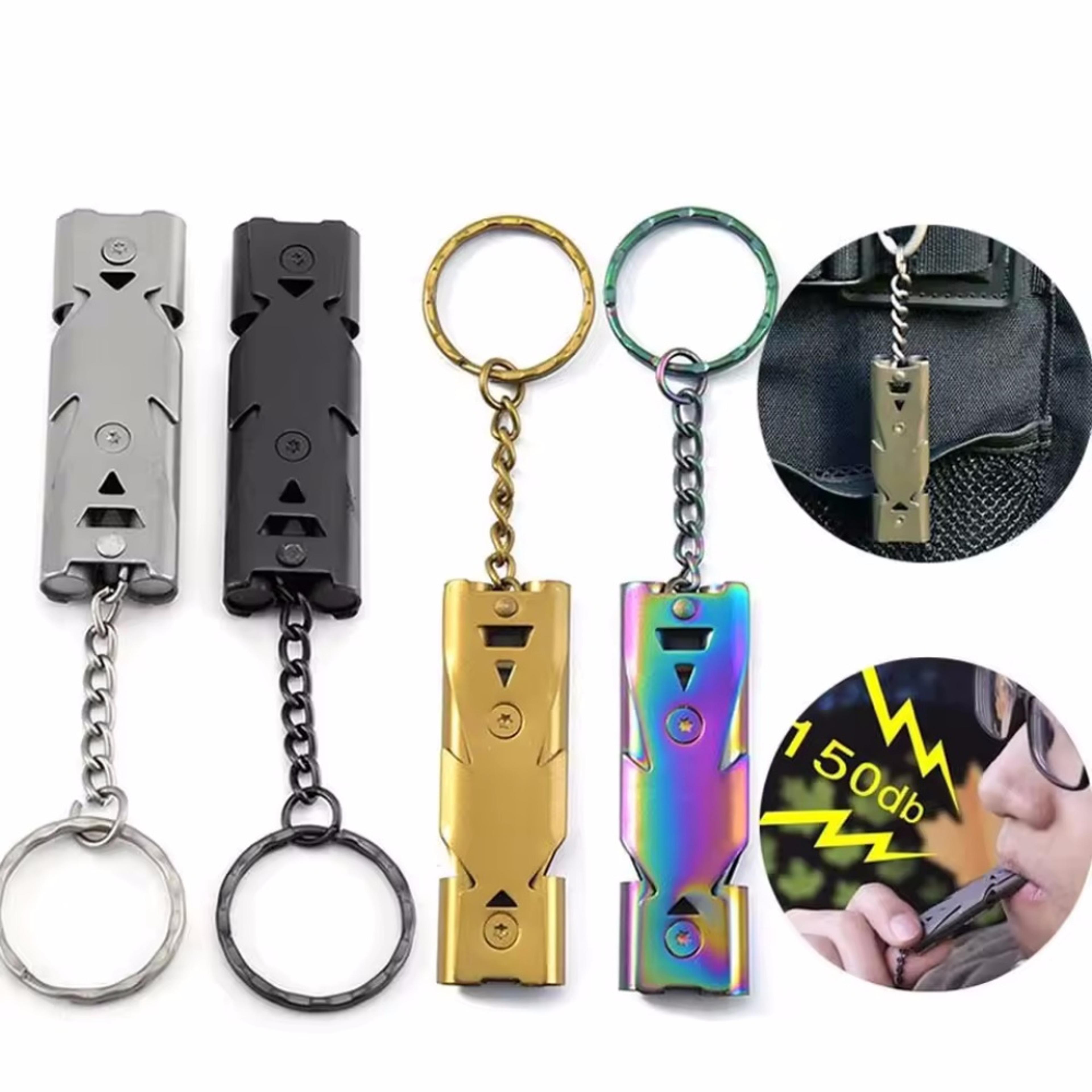 stainless steel emergency survival whistle keychain for camping hiking and outdoor safety