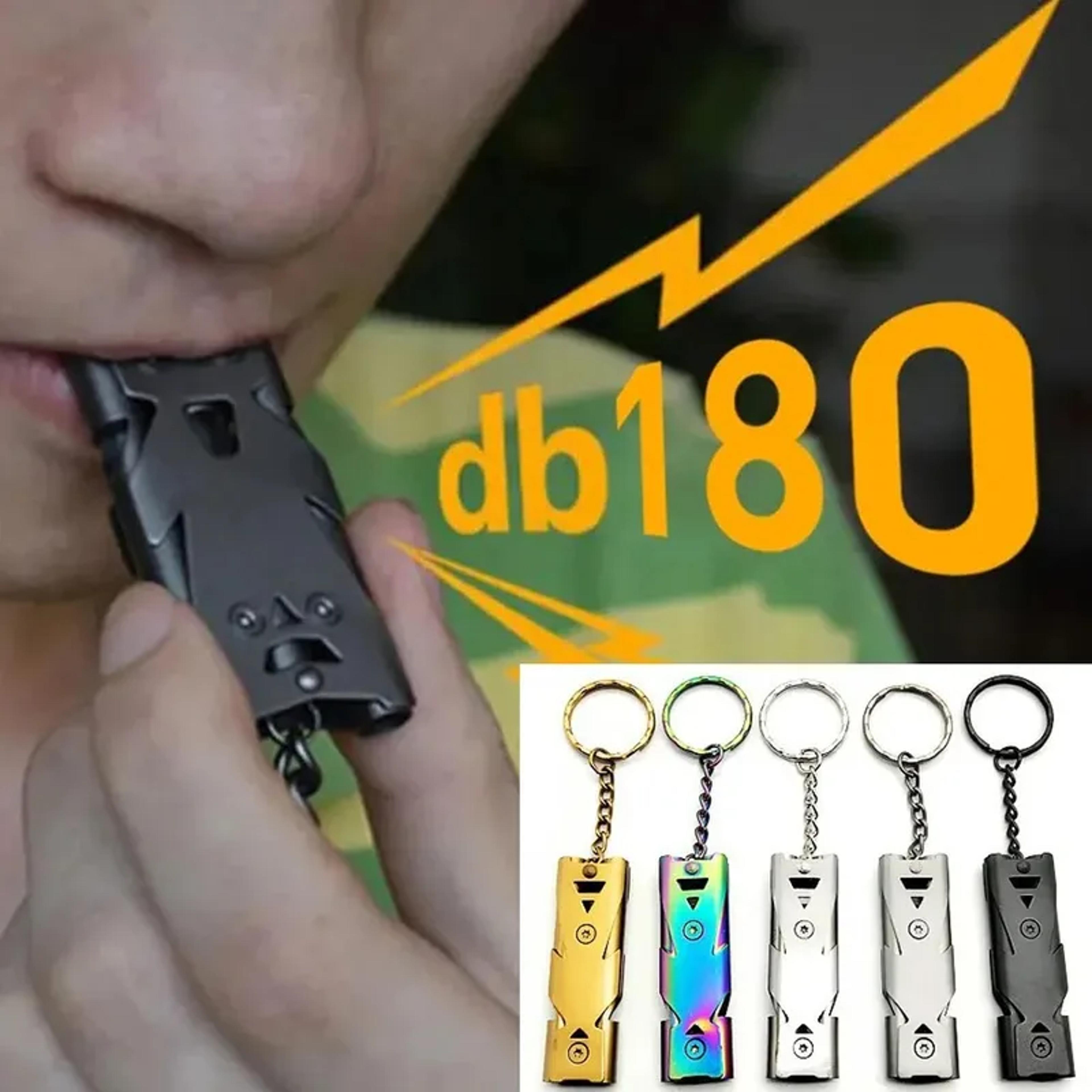 high decibel emergency survival whistle keychain for camping, hiking & outdoor safety
