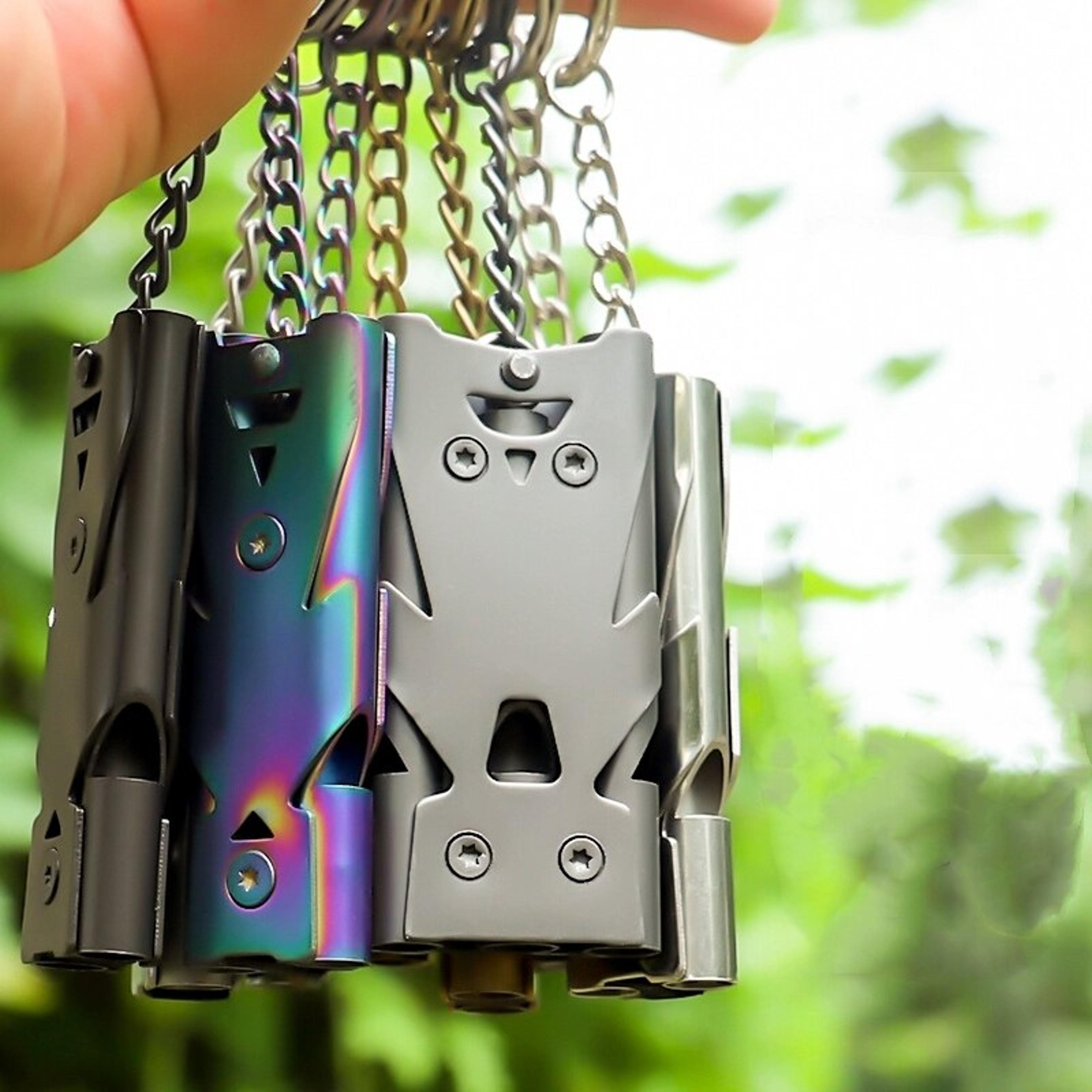 double pipe emergency whistle keychain high decibel survival whistle for camping hiking & safety