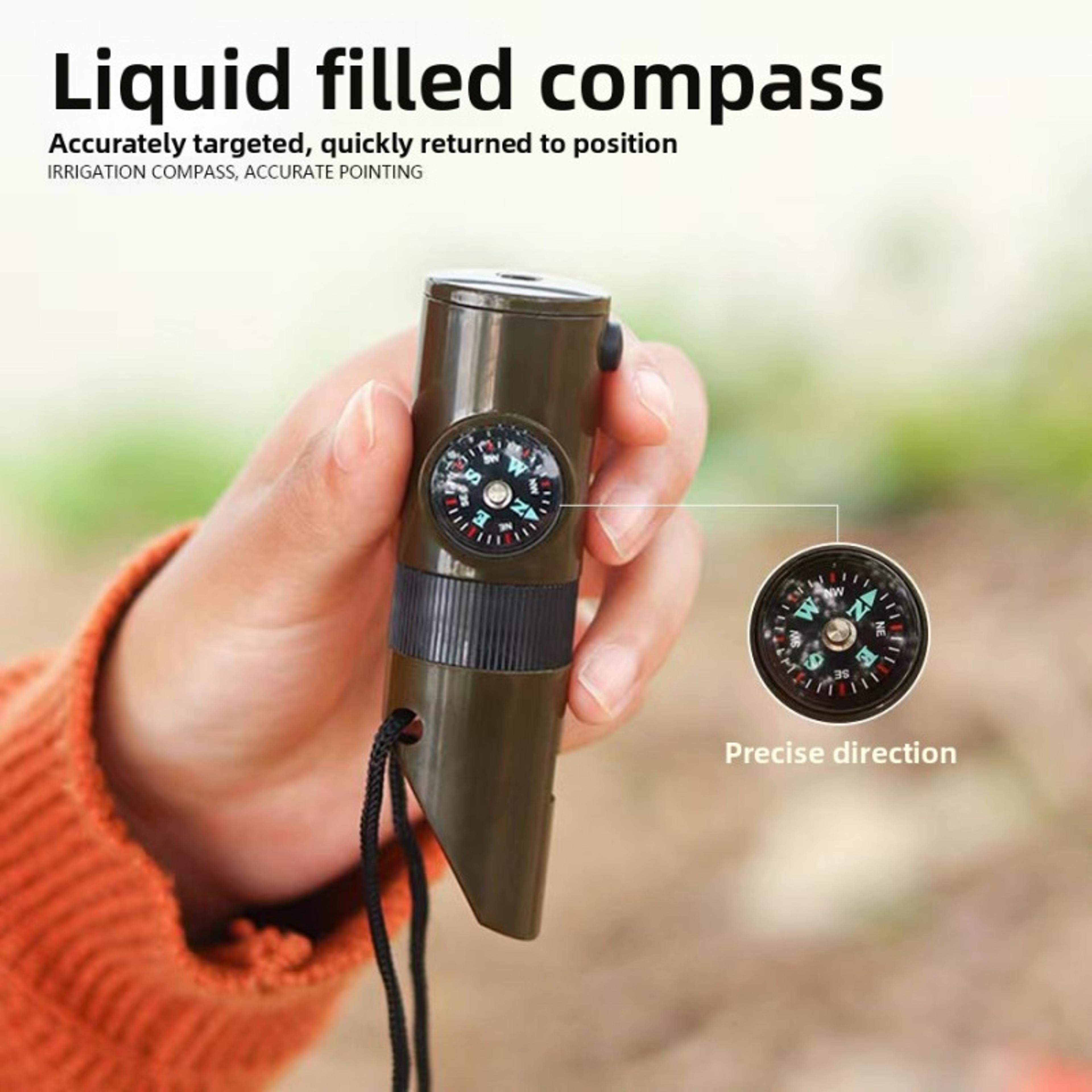 survival whistle with emergency compass and thermometer for camping hiking & safety kits